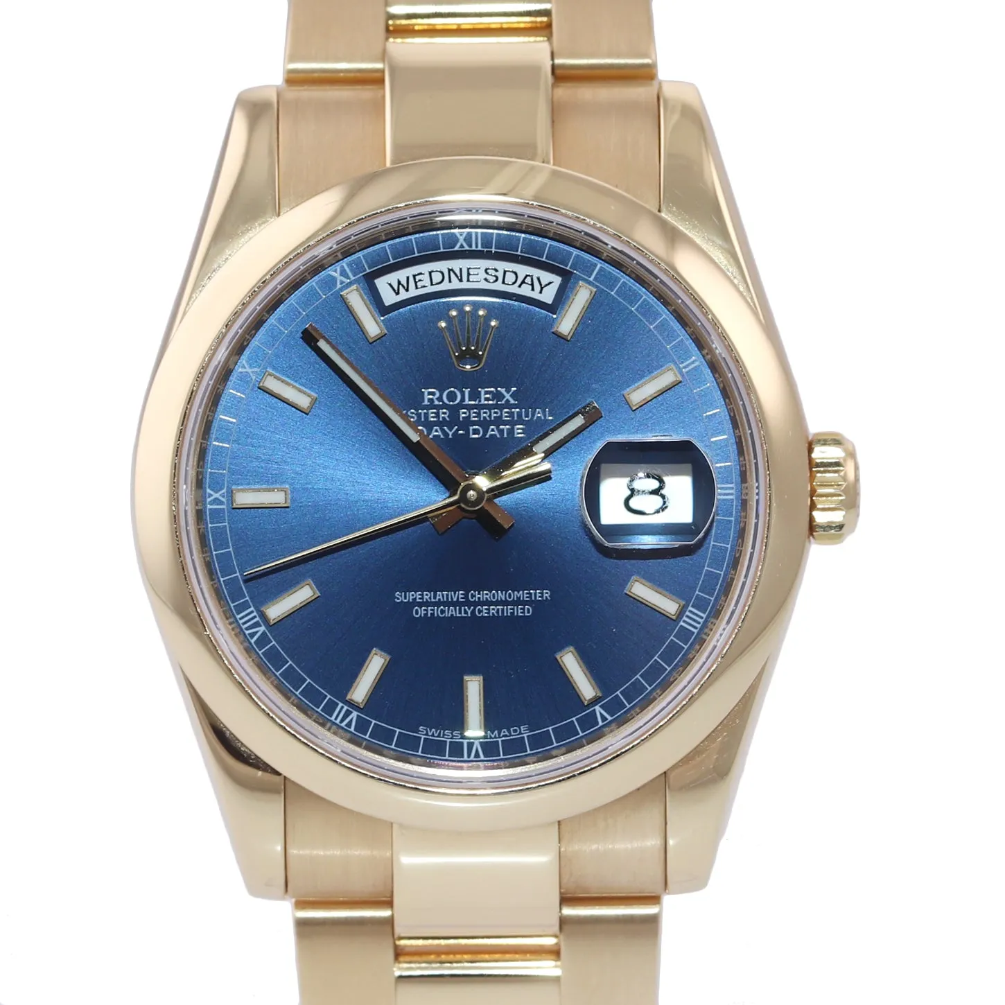 2020 RSC Rolex Day-Date President Yellow Gold 118208 Blue Dial Rehaut 118238