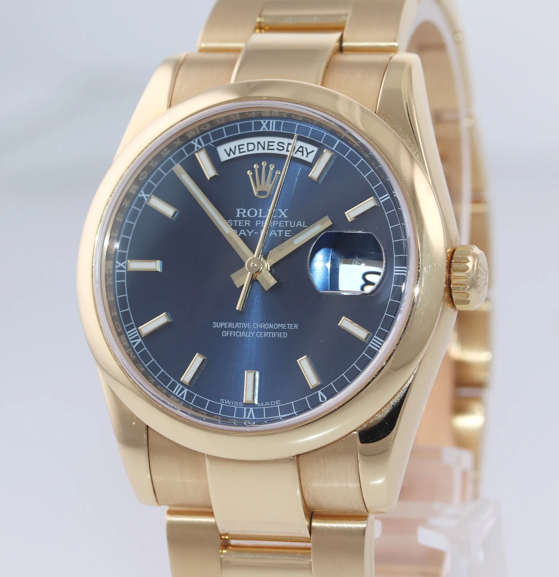 2020 RSC Rolex Day-Date President Yellow Gold 118208 Blue Rehaut 118238 watch