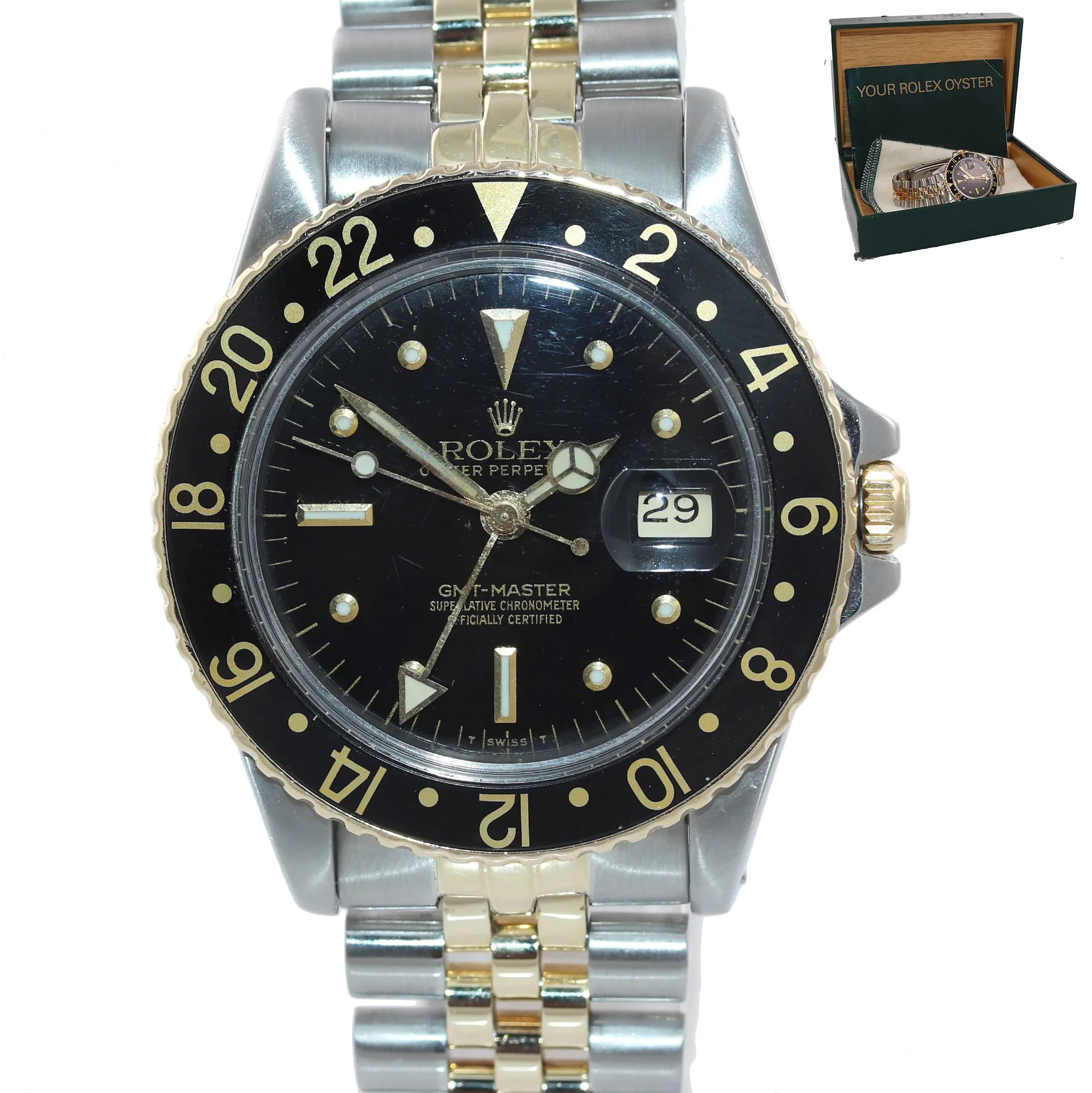 2020 Service Rolex GMT-Master 16753 Jubilee Two-Tone Nipple Steel Gold Black