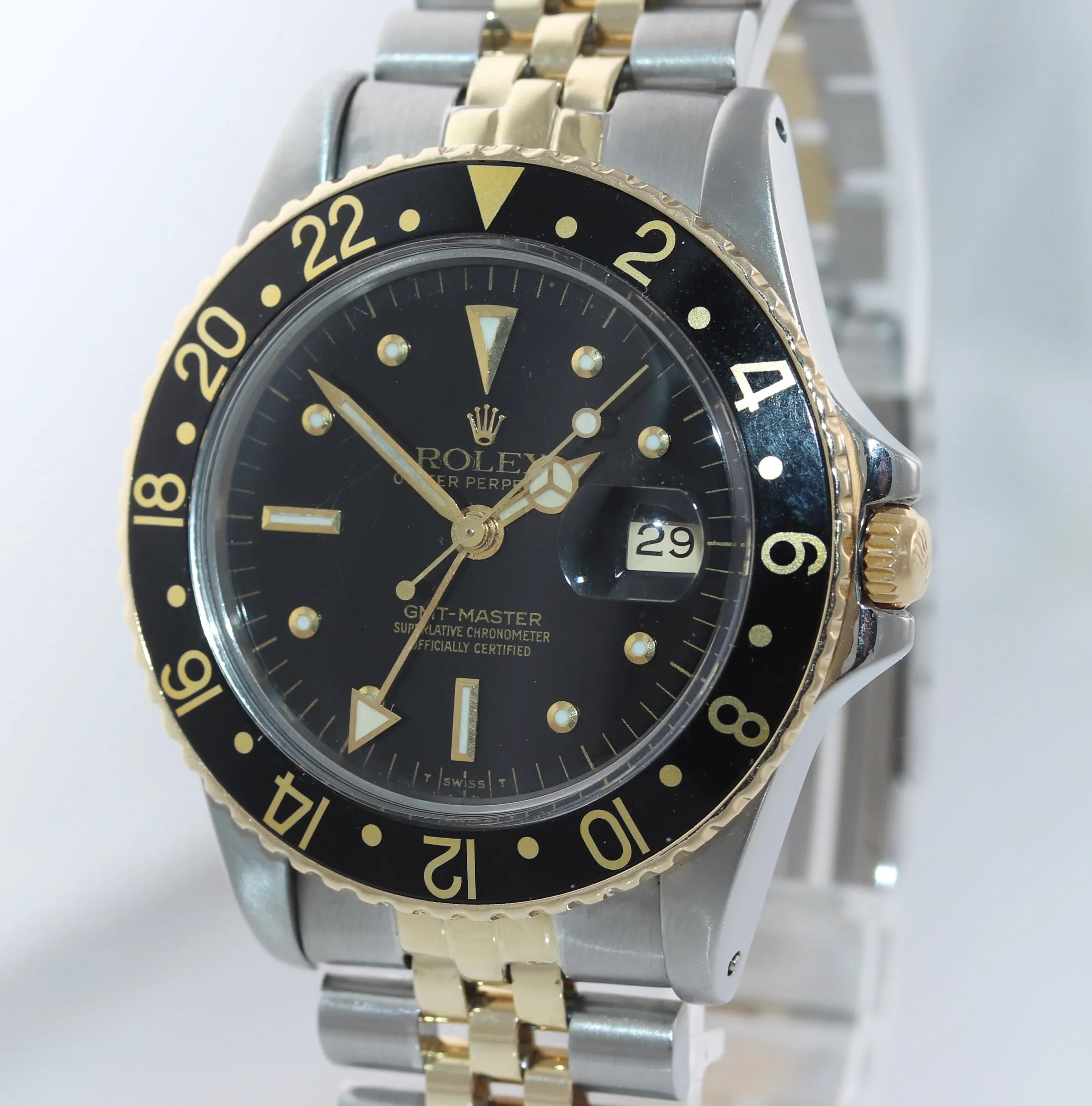 2020 Service Rolex GMT-Master 16753 Jubilee Two-Tone Nipple Steel Gold Black