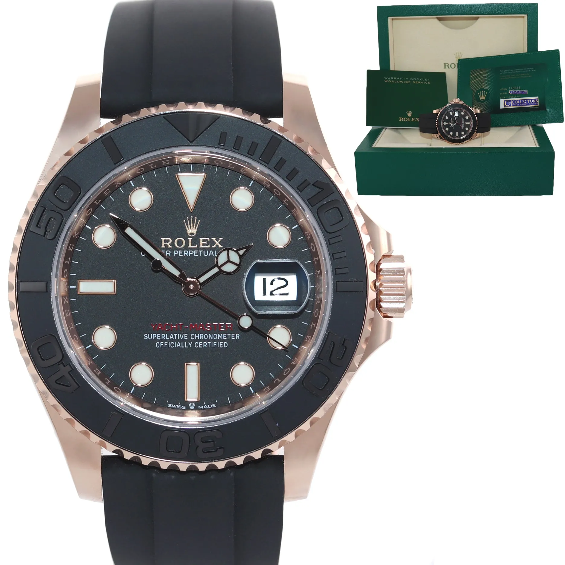 2021 BRAND NEW PAPERS Rolex Yacht-Master 126655 Everose 40mm Oysterflex Watch
