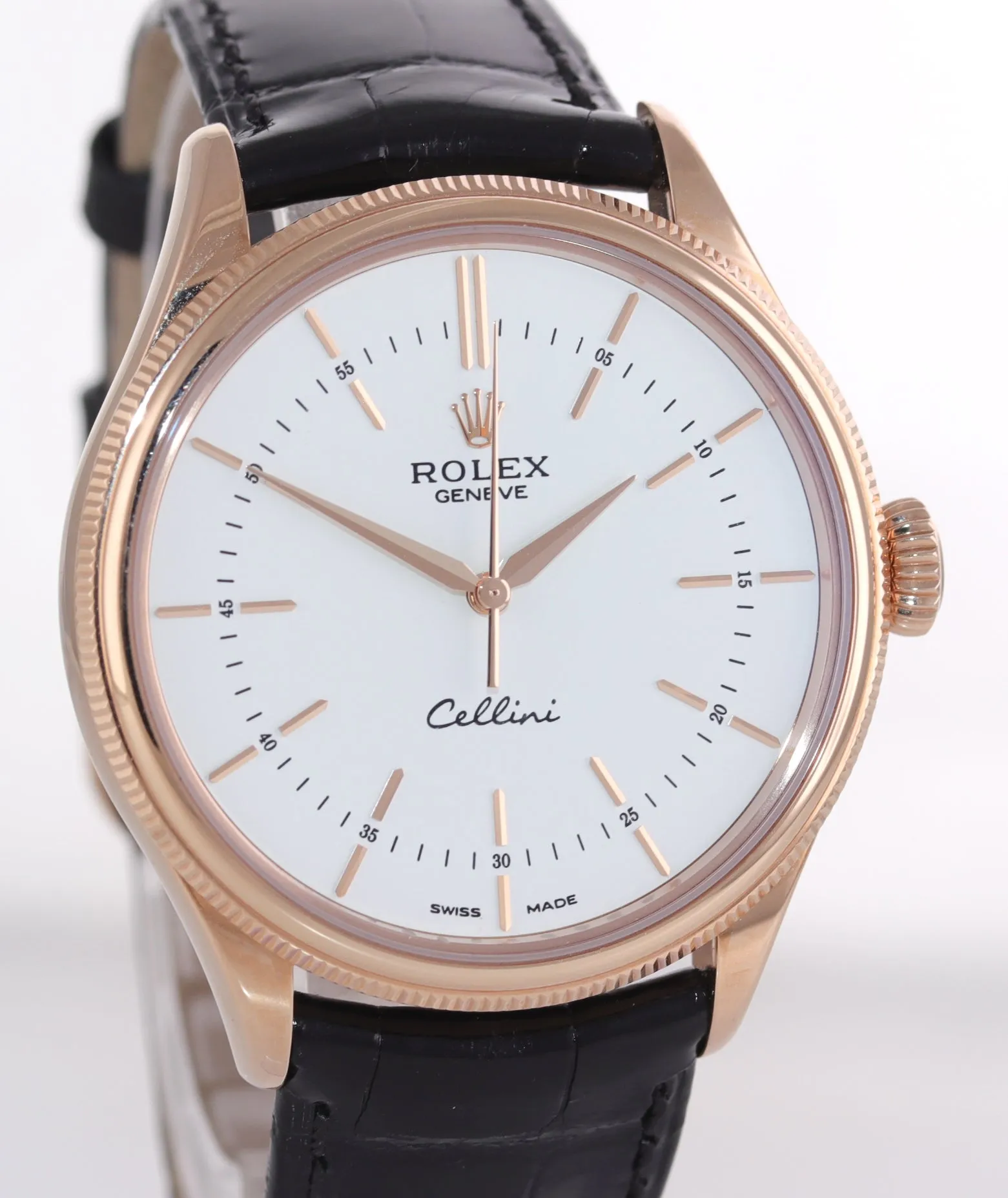 2021 NEW PAPERS Rolex Cellini 39mm Rose Gold White Dial 50505 Watch Box