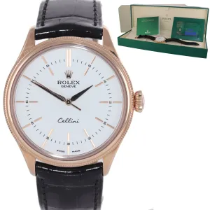 2021 NEW PAPERS Rolex Cellini 39mm Rose Gold White Dial 50505 Watch Box