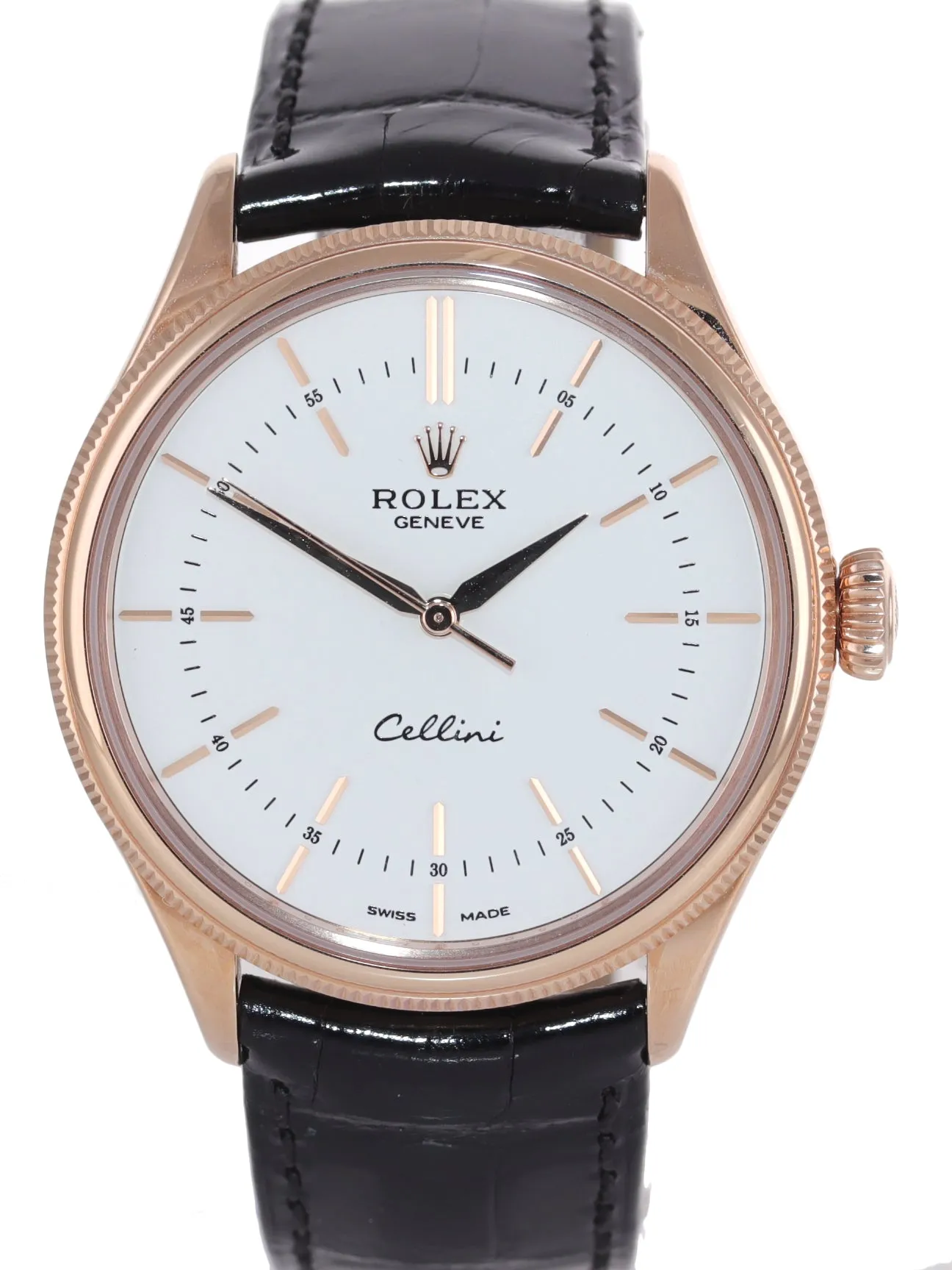 2021 NEW PAPERS Rolex Cellini 39mm Rose Gold White Dial 50505 Watch Box