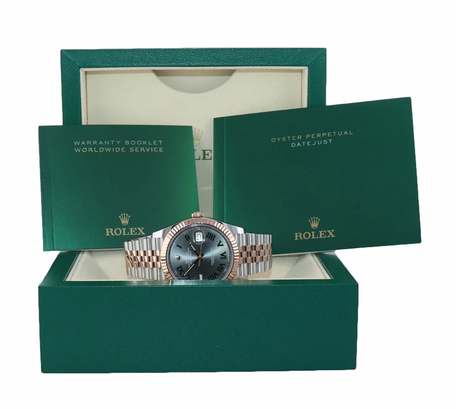 2021 NEW PAPERS Rolex DateJust 41 126331 Wimbledon Rose Gold Two-Tone Watch
