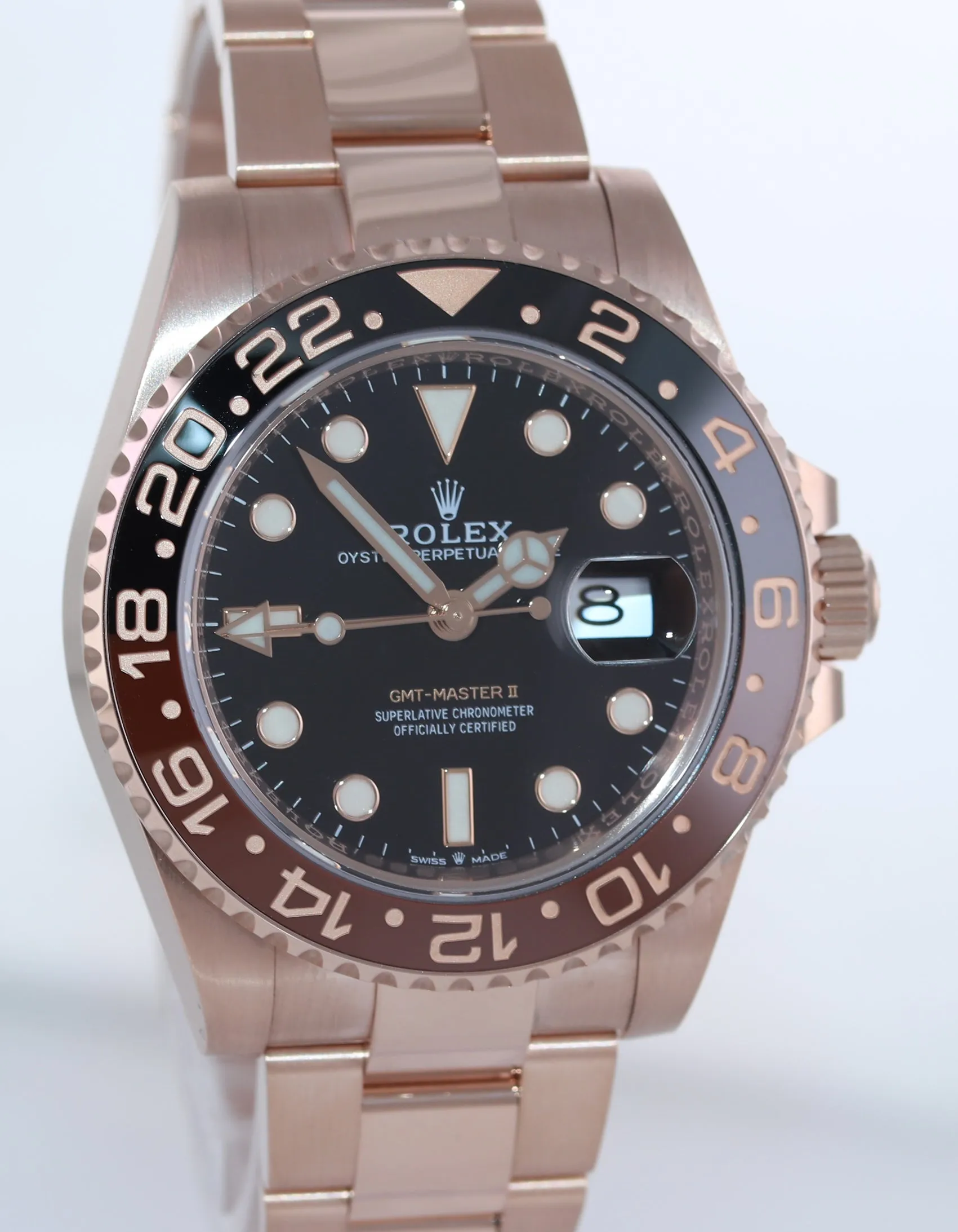 2022 NEW PAPERS Rolex GMT Master Rose Gold Ceramic Root Beer 126715 Watch Box