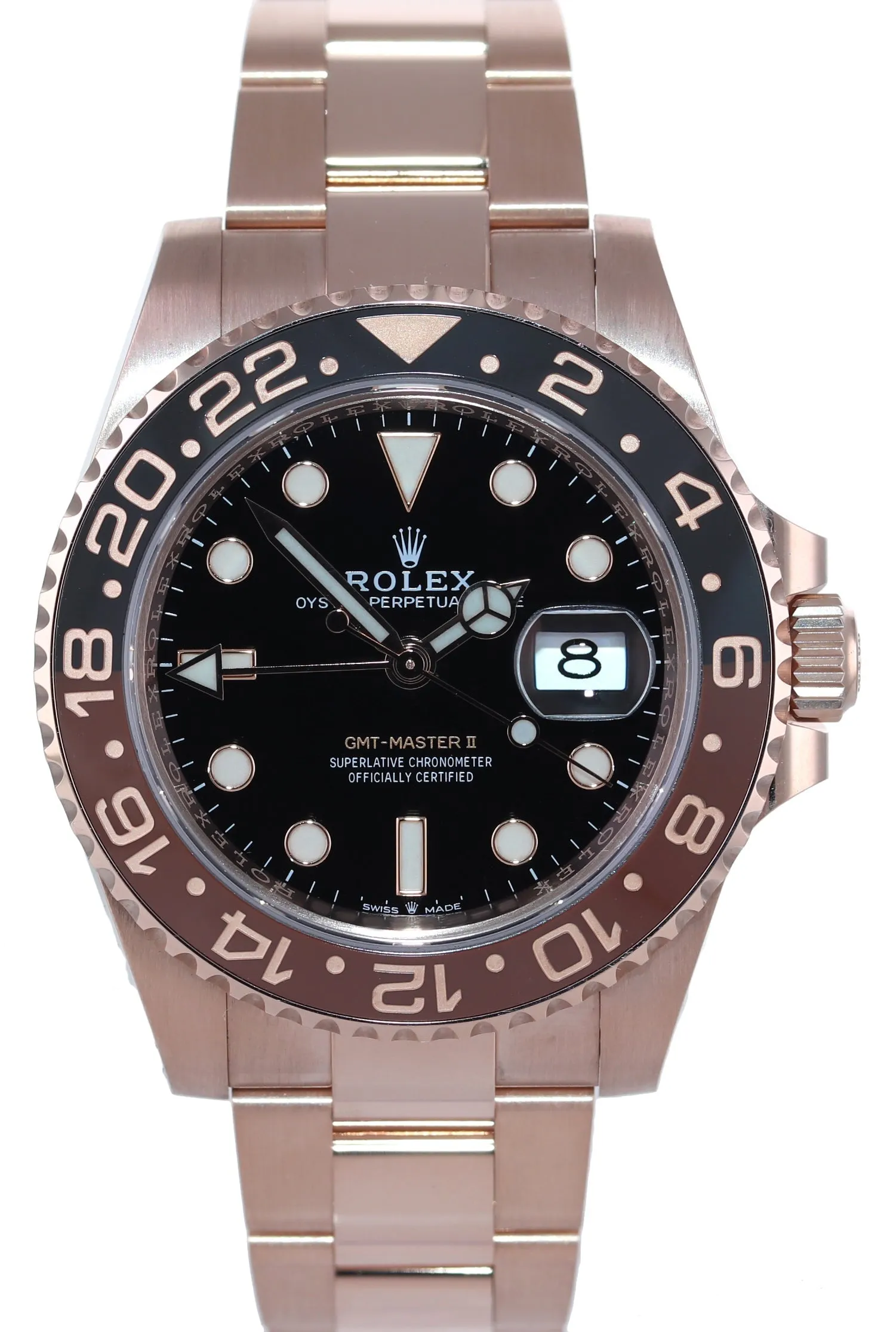 2022 NEW PAPERS Rolex GMT Master Rose Gold Ceramic Root Beer 126715 Watch Box