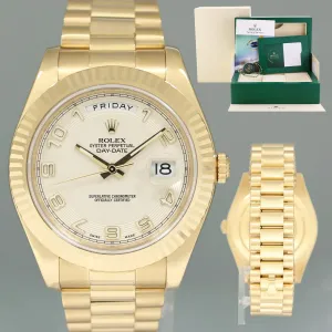 2025 RSC PAPERS Rolex Day Date II President Yellow Gold White Dial 41mm 218238 Watch