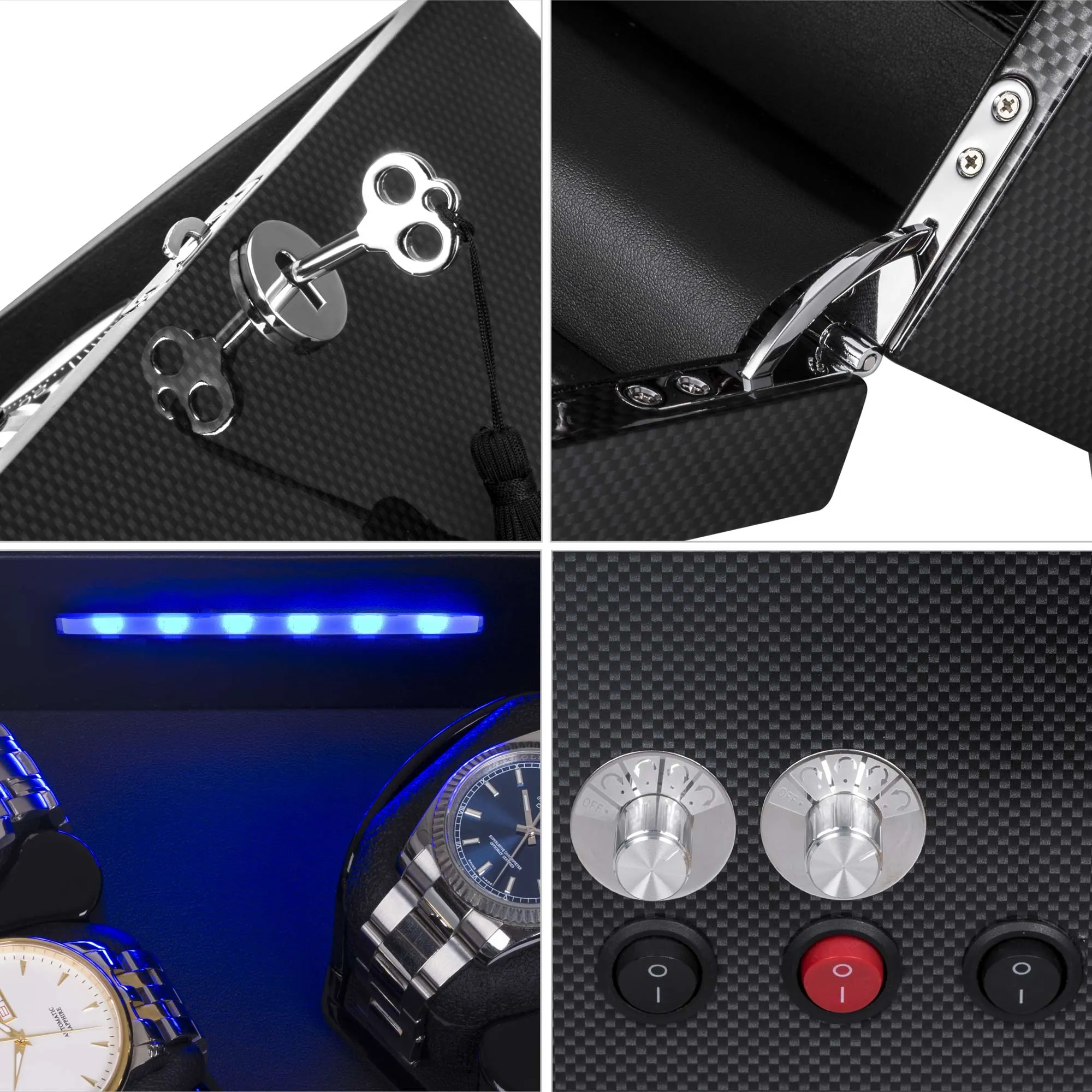 8 Automatic Watch Winder with Wooden/ Carbon Fiber