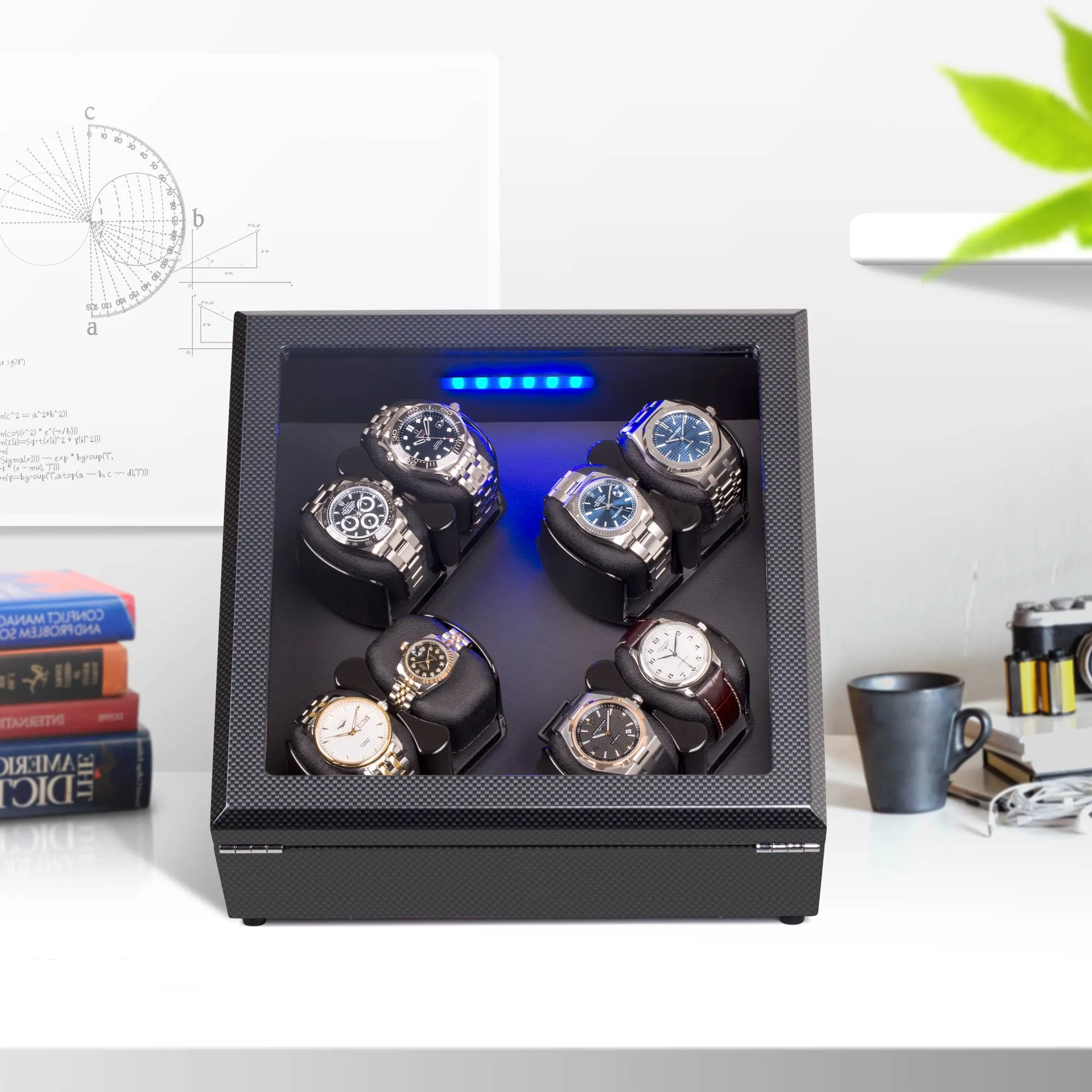 8 Automatic Watch Winder with Wooden/ Carbon Fiber