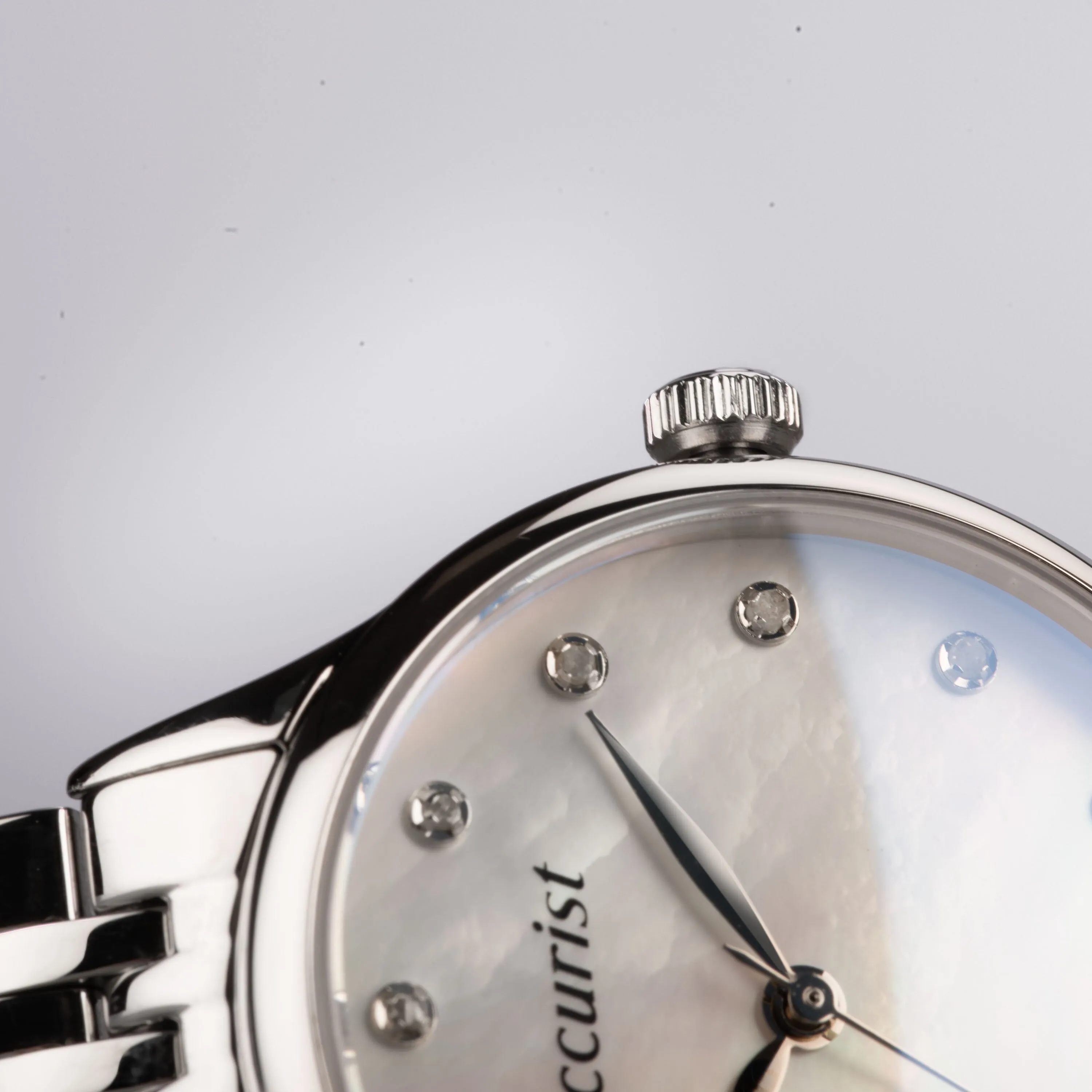 Accurist Dress Diamond Ladies Watch | Silver Stainless Steel Case & Bracelet with White Mother of Pearl Dial | 28mm