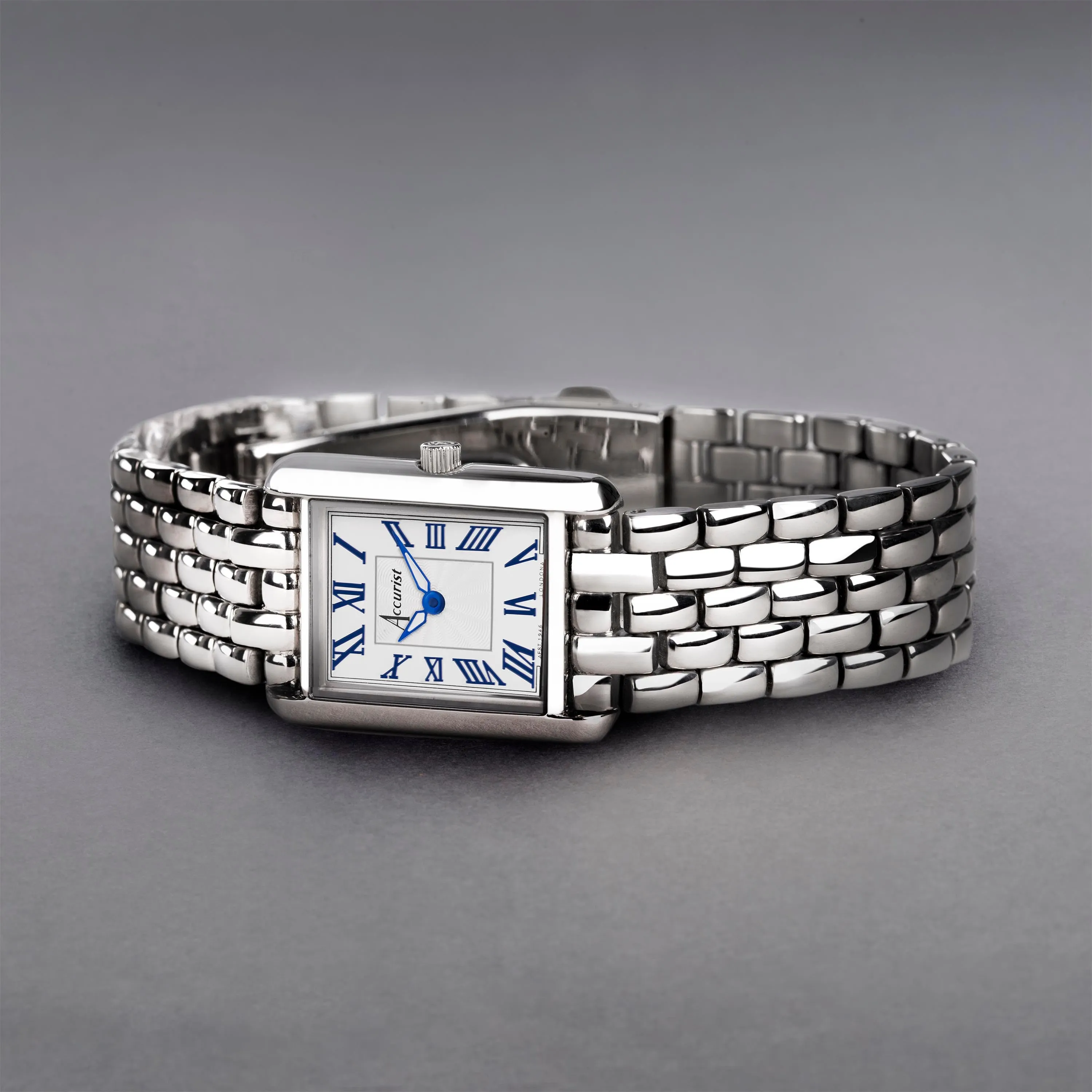 Accurist Rectangle Ladies Watch | Silver Case & Stainless Steel Bracelet with White Dial | 26mm