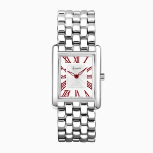 Accurist Rectangle Ladies Watch | Silver Case & Stainless Steel Bracelet with White Dial | 26mm