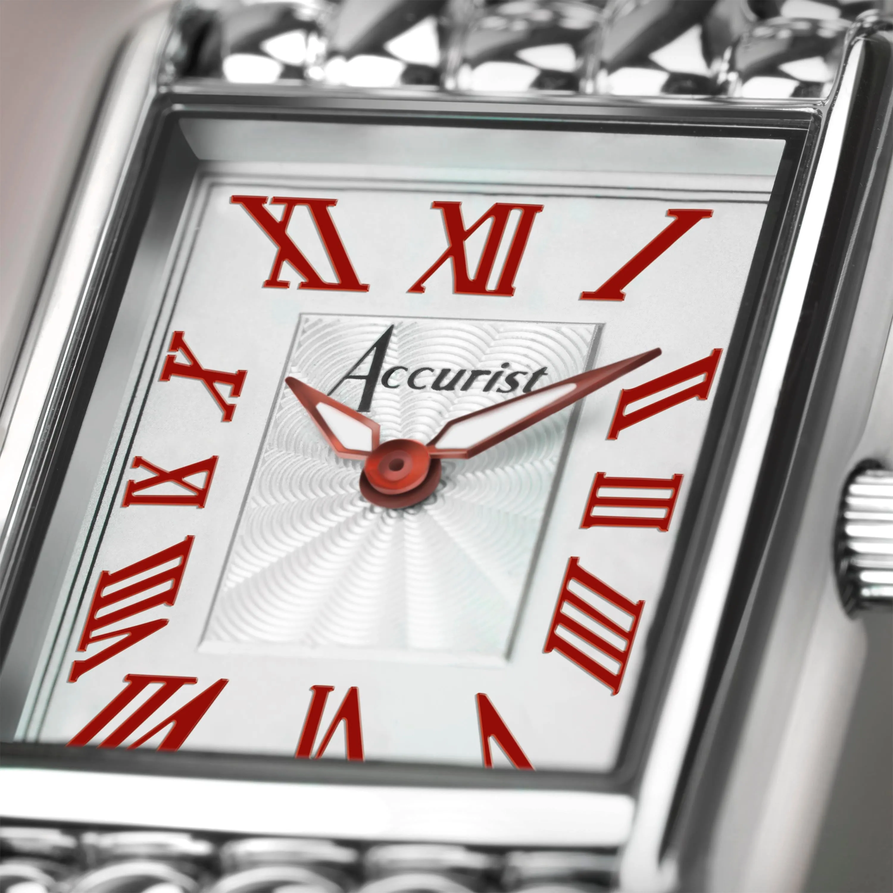 Accurist Rectangle Ladies Watch | Silver Case & Stainless Steel Bracelet with White Dial | 26mm