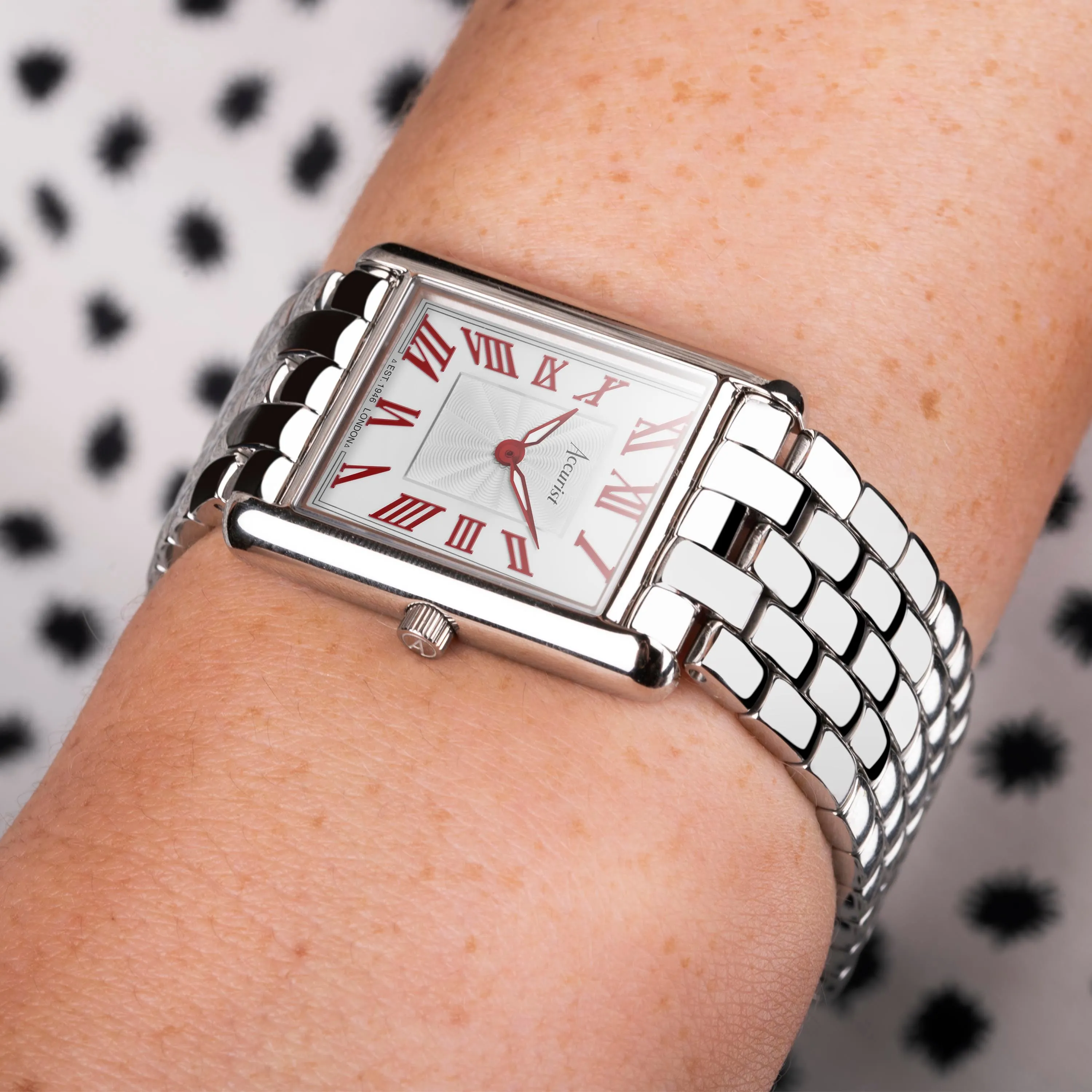 Accurist Rectangle Ladies Watch | Silver Case & Stainless Steel Bracelet with White Dial | 26mm