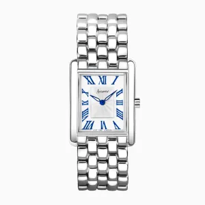 Accurist Rectangle Ladies Watch | Silver Case & Stainless Steel Bracelet with White Dial | 26mm