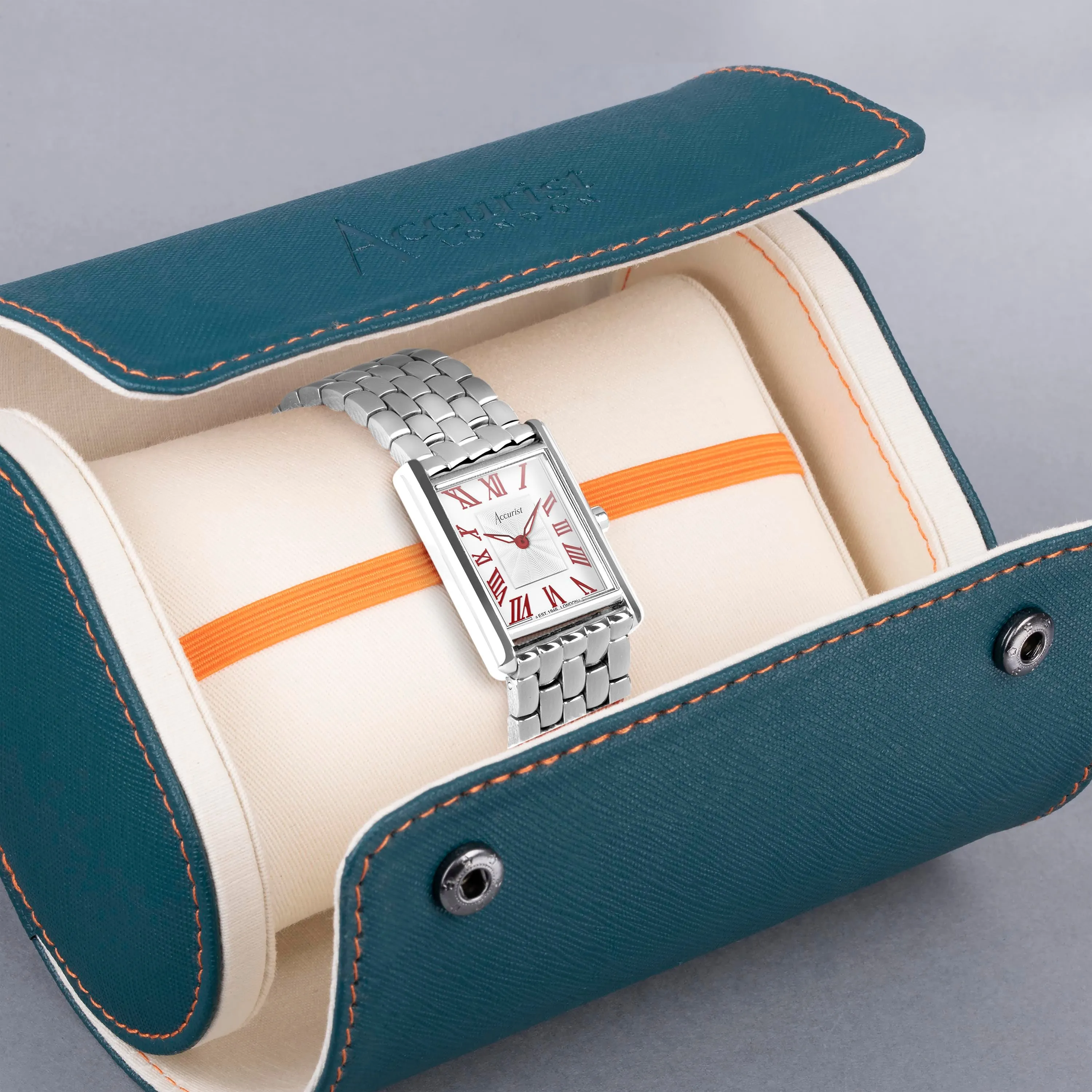 Accurist Rectangle Ladies Watch | Silver Case & Stainless Steel Bracelet with White Dial | 26mm