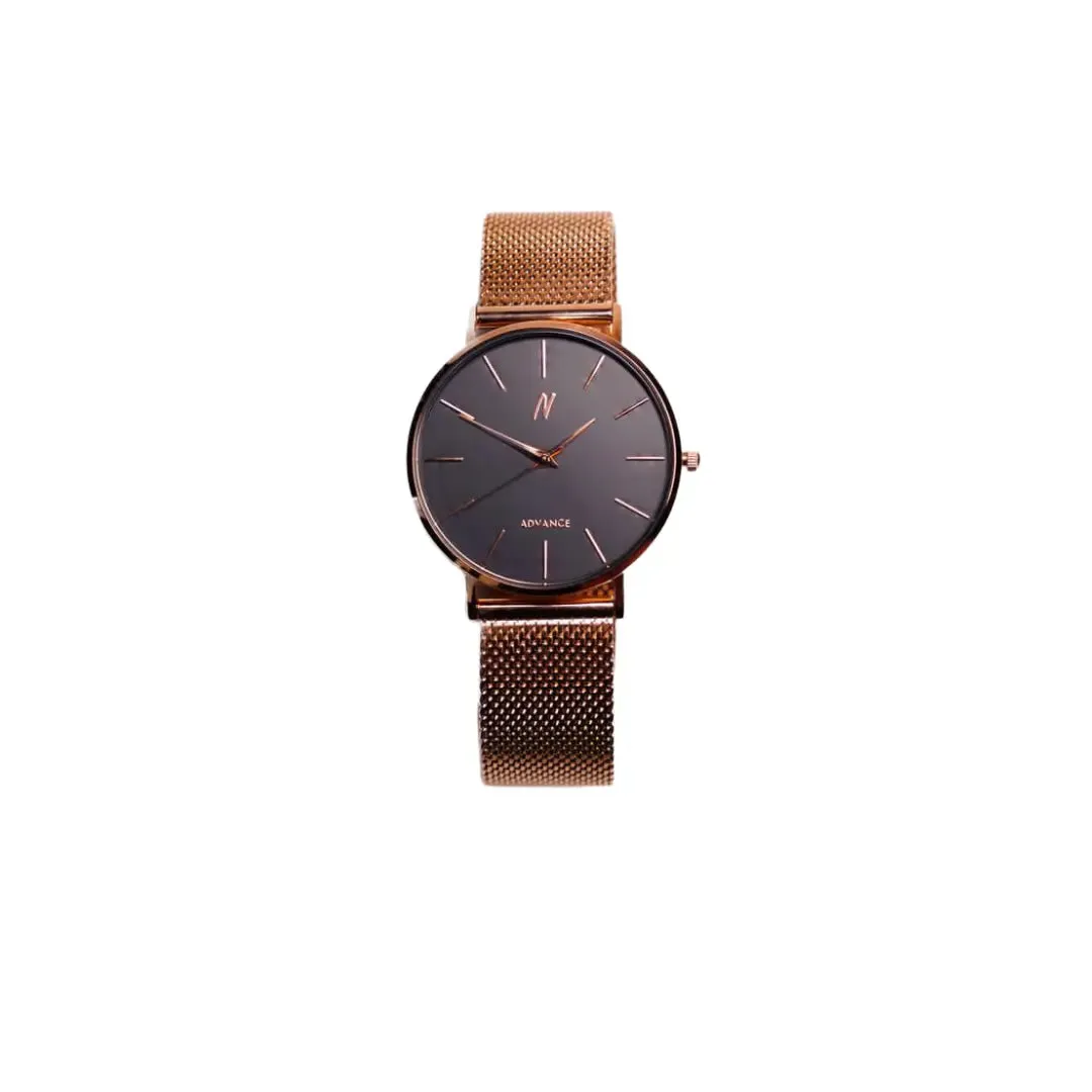 Advance CRWN 36MM Unisex Watch In Rose Gold/Black