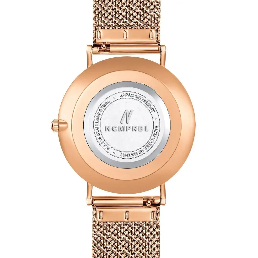 Advance CRWN 36MM Unisex Watch In Rose Gold/Black