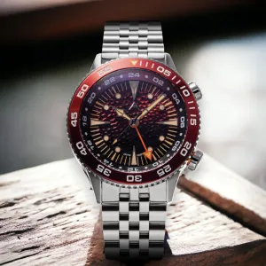 Aerotec Ace&nbsp;X&nbsp;GMT Diver - Burgundy/Black Dive&nbsp;Watch
