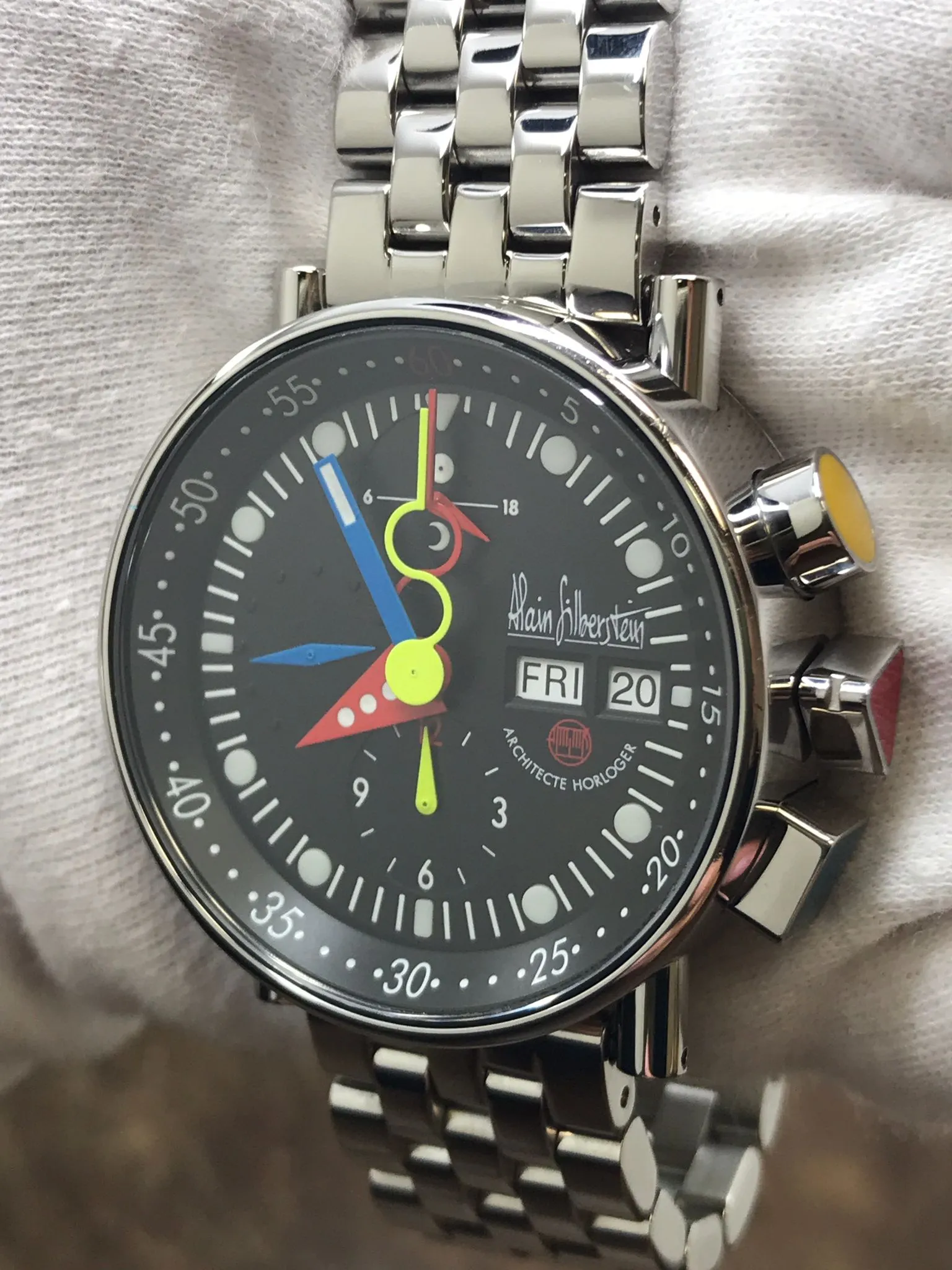 Alain Silberstein  Krono Bauhaus LWO 5100 Black Dial Automatic Men's Watch