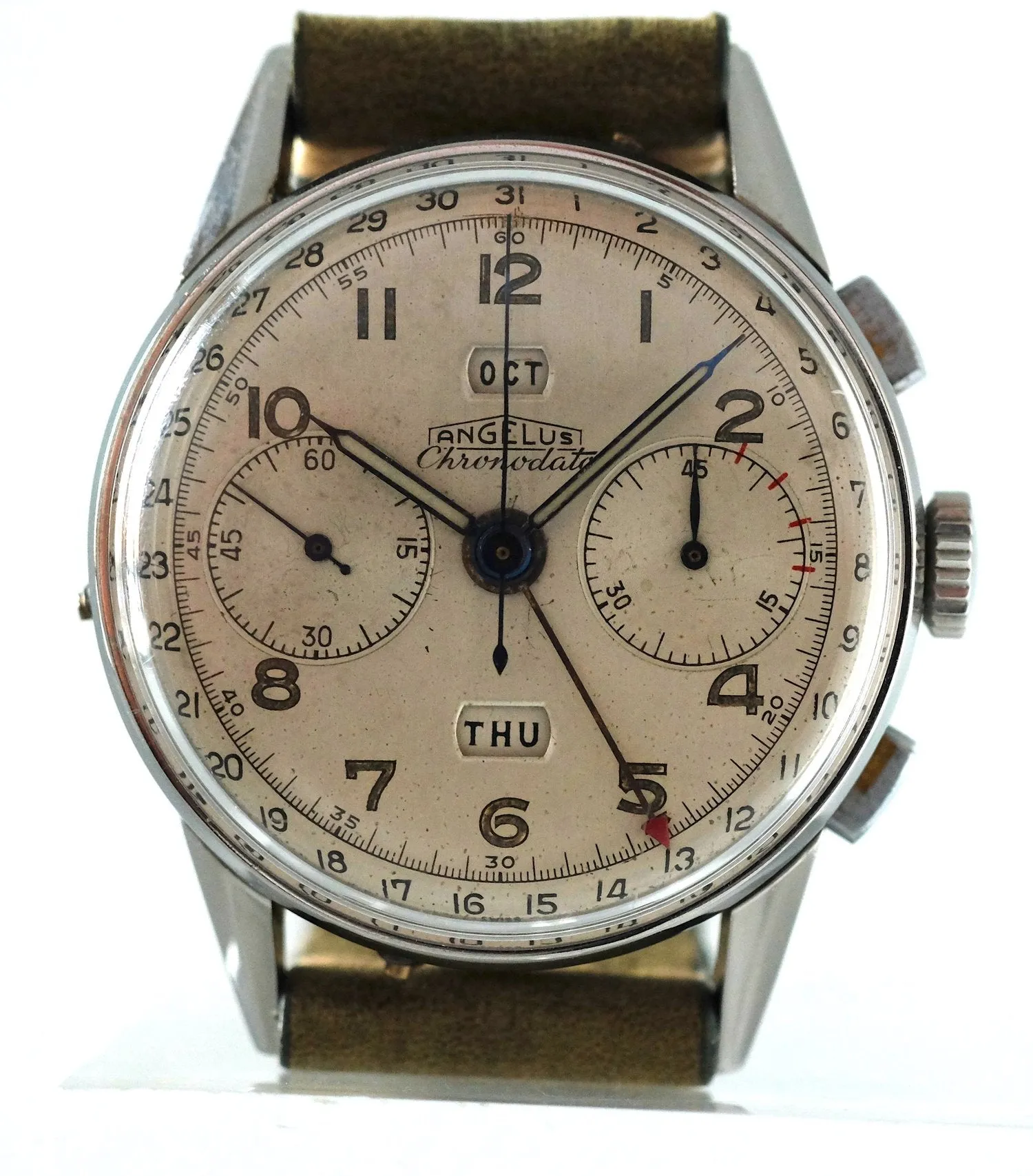 Angelus Chronodato Triple Date Chronograph in Steel