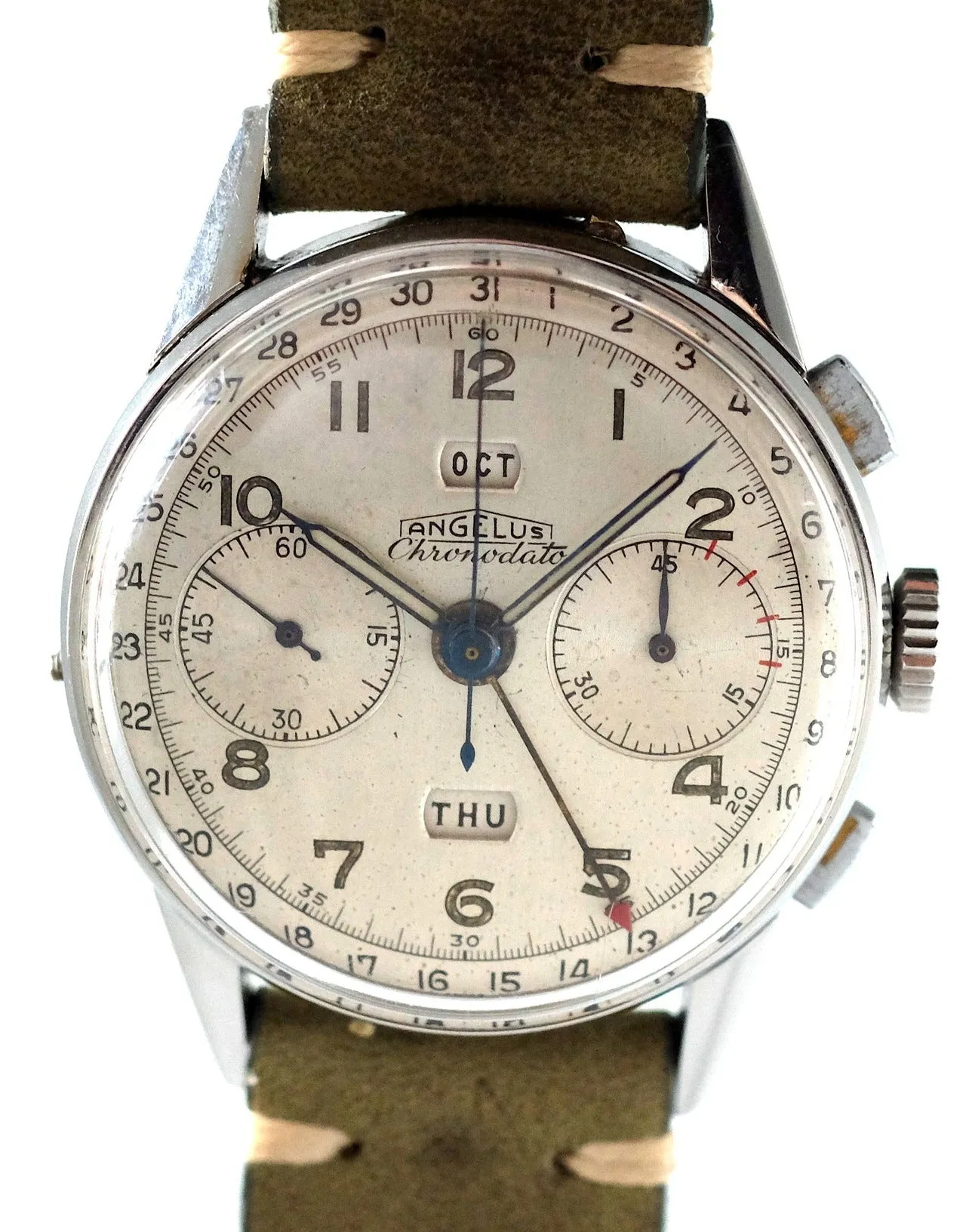 Angelus Chronodato Triple Date Chronograph in Steel