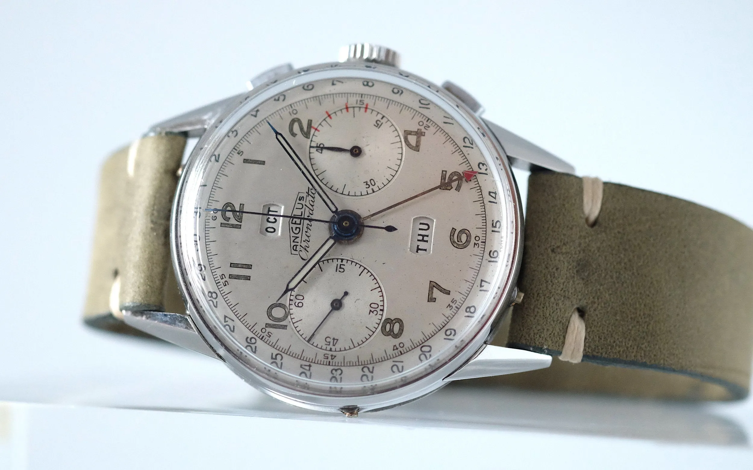 Angelus Chronodato Triple Date Chronograph in Steel