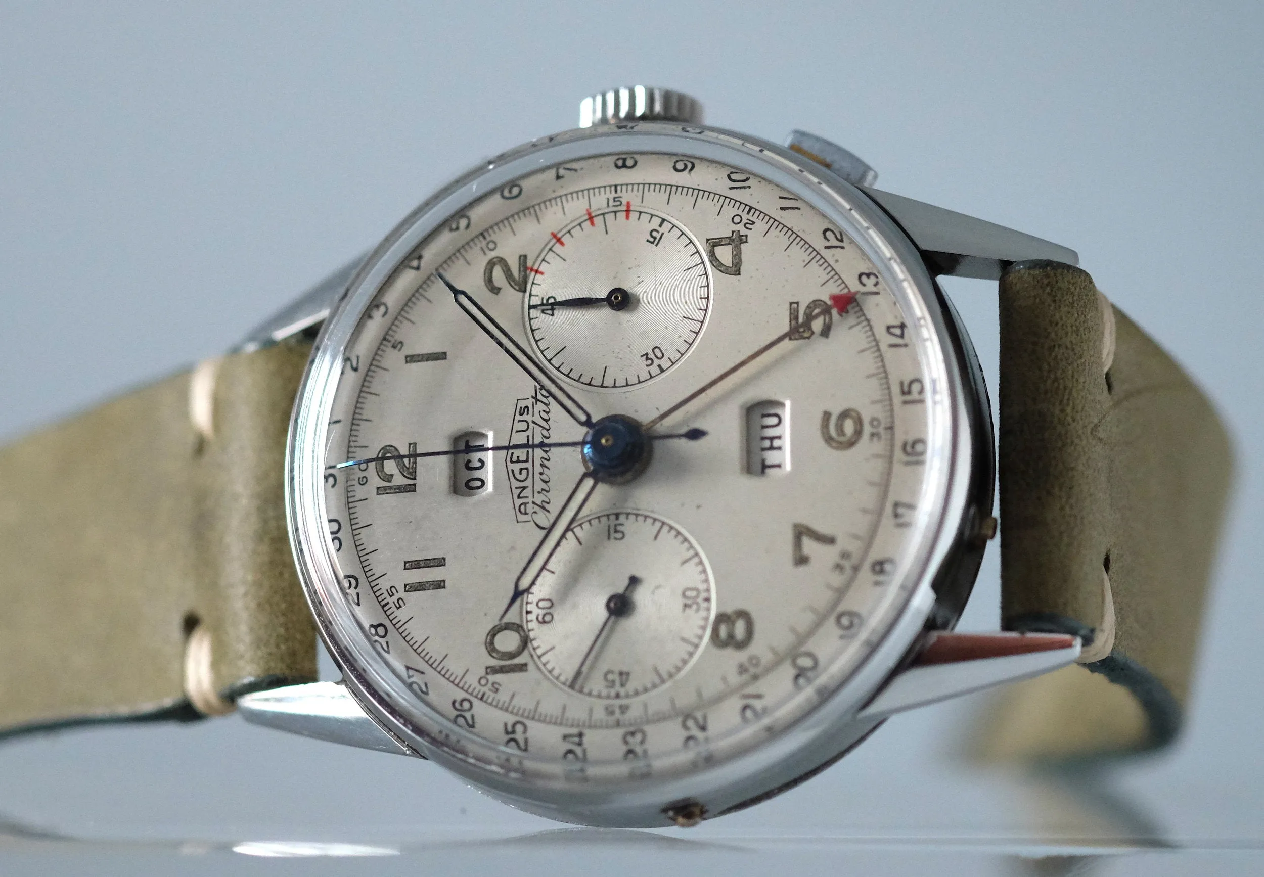 Angelus Chronodato Triple Date Chronograph in Steel