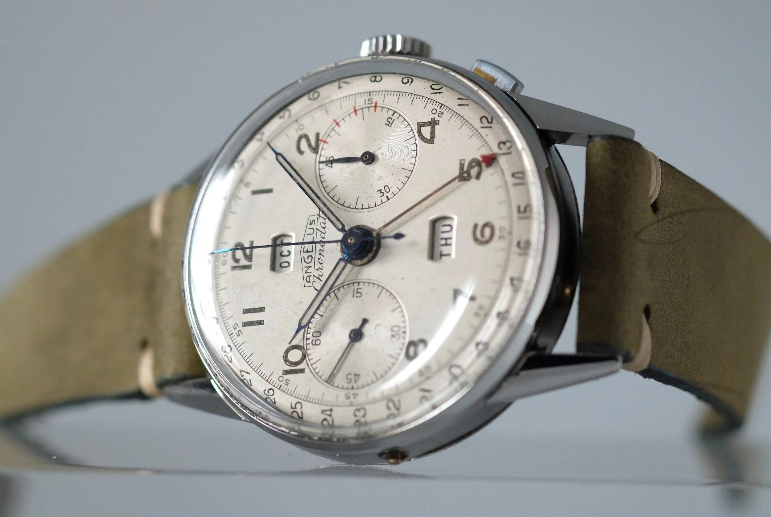 Angelus Chronodato Triple Date Chronograph in Steel