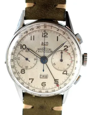 Angelus Chronodato Triple Date Chronograph in Steel