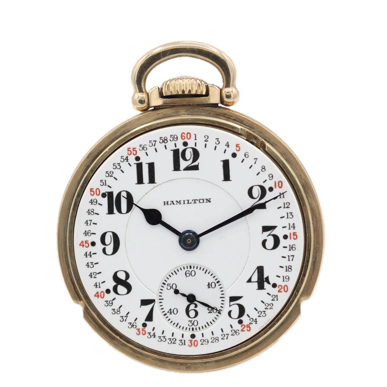 Antique 16S Hamilton Mechanical Open Face Pocket Watch 992B 10k Gold Filled