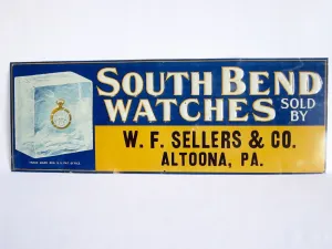 Antique South Bend Watches Metal Sign