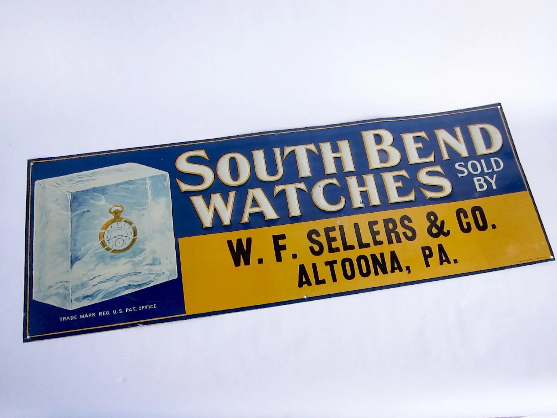 Antique South Bend Watches Metal Sign