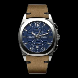 ARMAND NICOLET J09-3 MEN'S AUTOMATIC BROWN STRAP BLUE DIAL WATCH