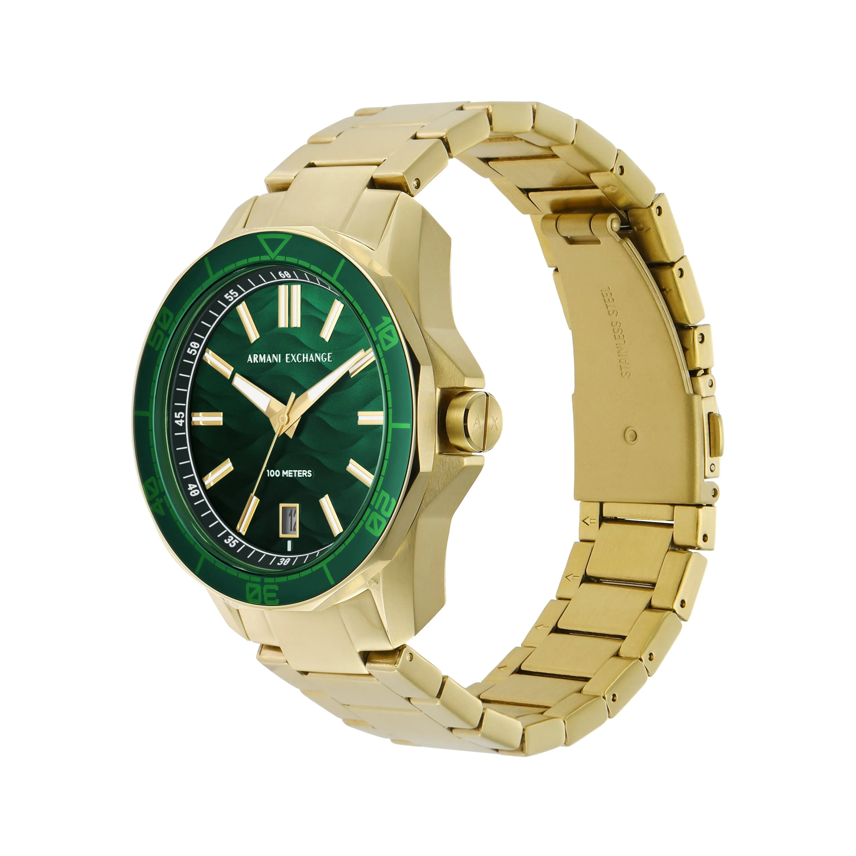 Armani Exchange Three-Hand Date Gold-Tone Stainless Steel Watch AX1951