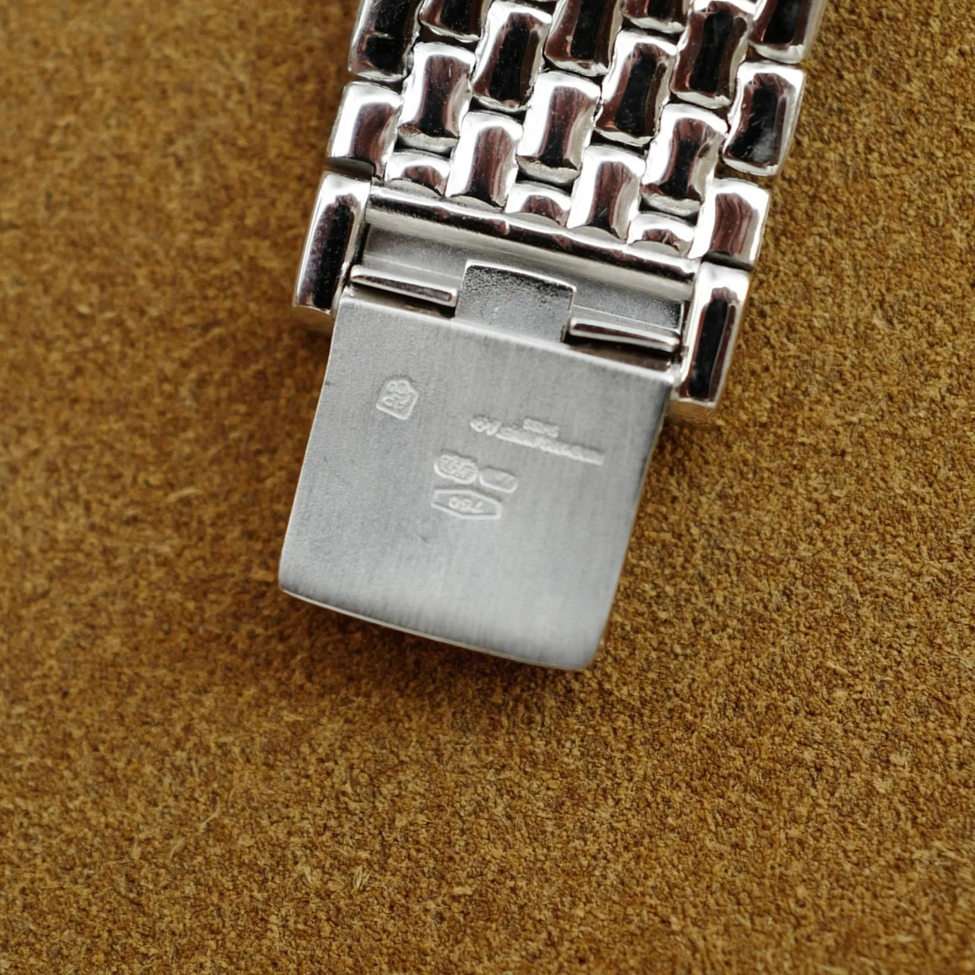 Audemars Piguet White Gold Round Watch with Beaded Bracelet and Pave Diamond and Sapphire Dial (New Arrival)