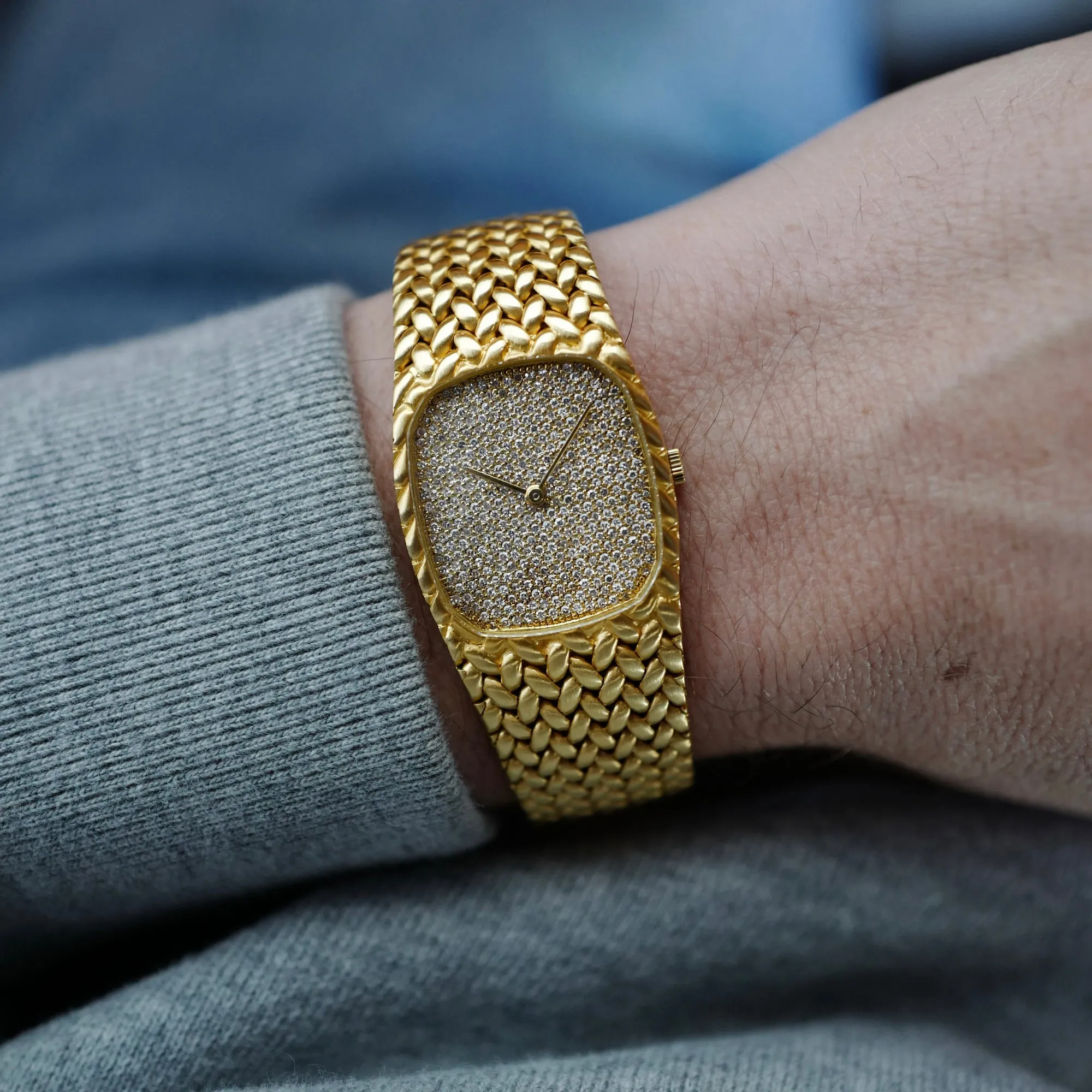 Audemars Piguet Yellow Gold Cobra Watch with Pave Dial