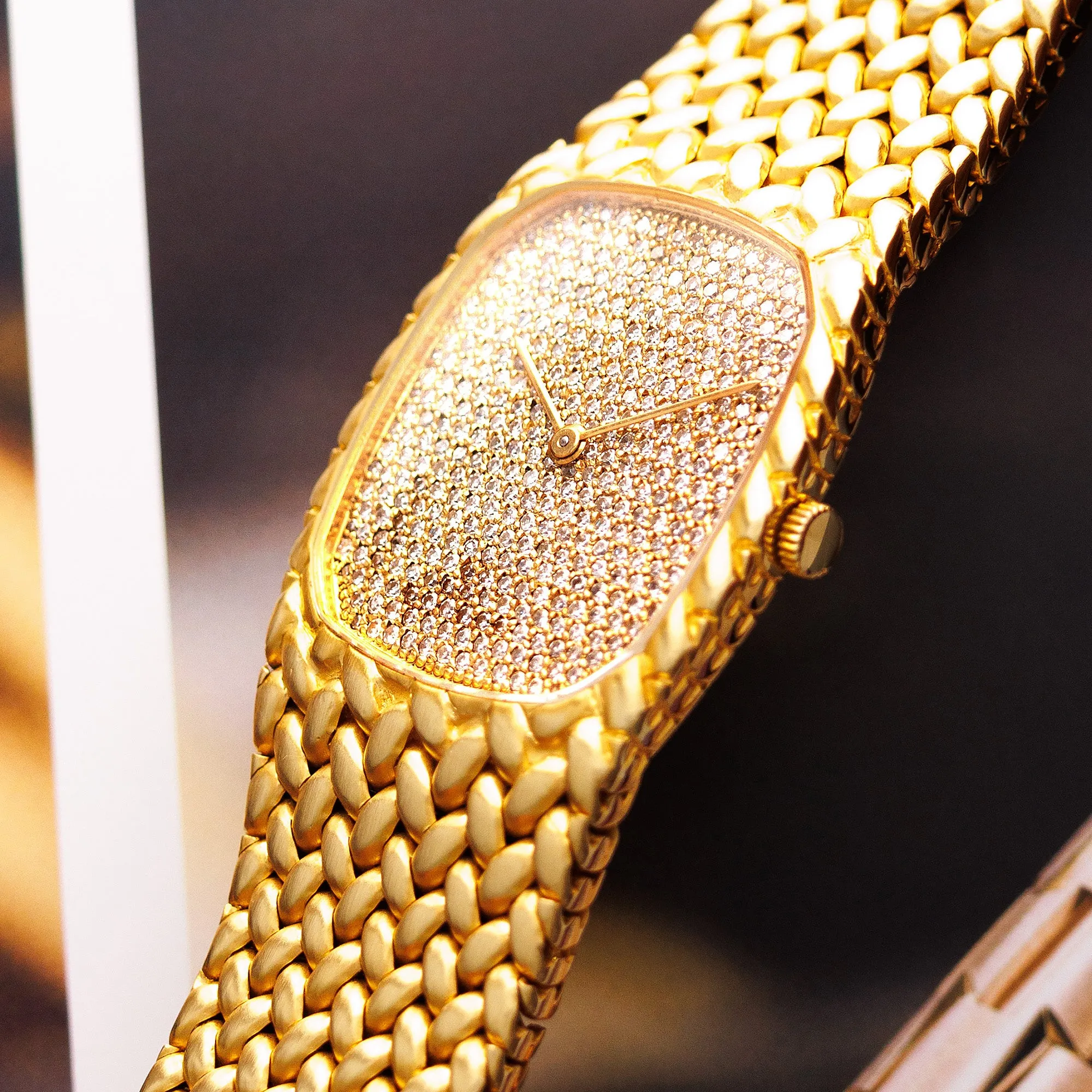 Audemars Piguet Yellow Gold Cobra Watch with Pave Dial