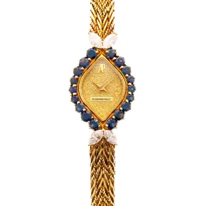 Audemars Piguet Yellow Gold Ladies Diamond and Sapphire Bracelet Watch