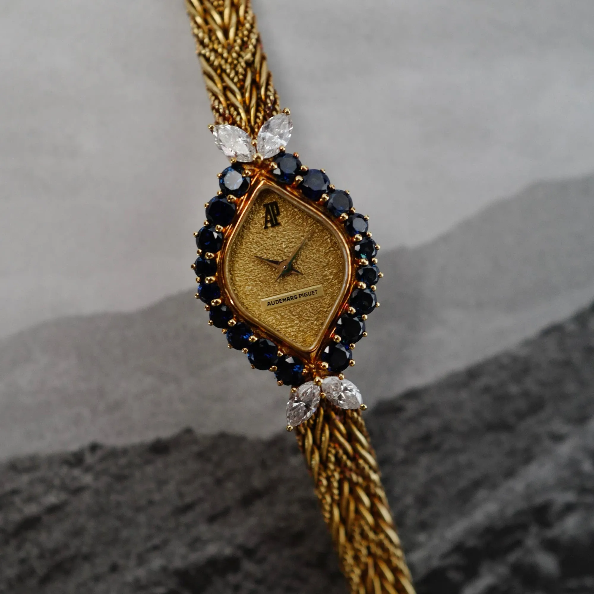 Audemars Piguet Yellow Gold Ladies Diamond and Sapphire Bracelet Watch