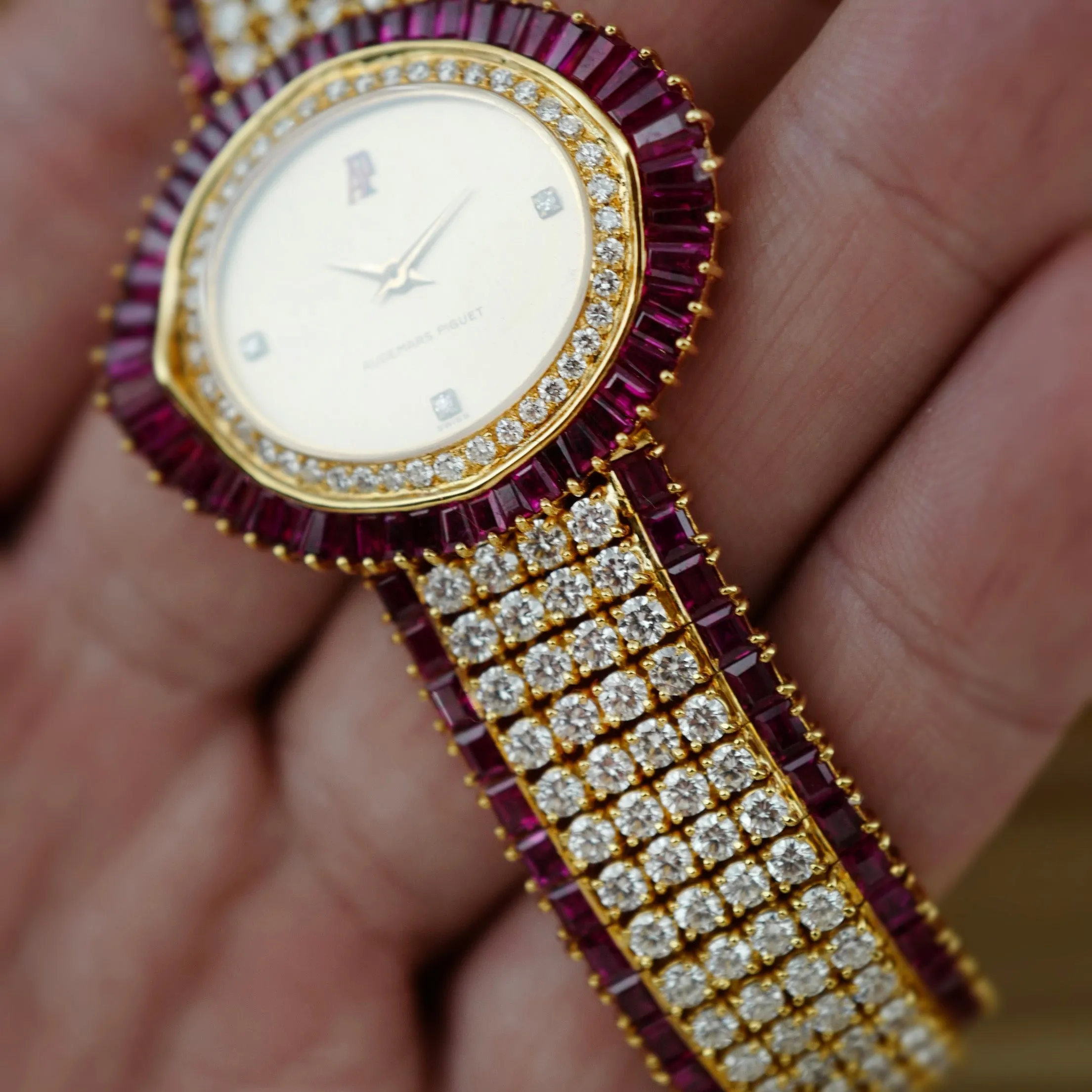 Audemars Piguet Yellow Gold Ruby & Diamond Watch (New Arrival)