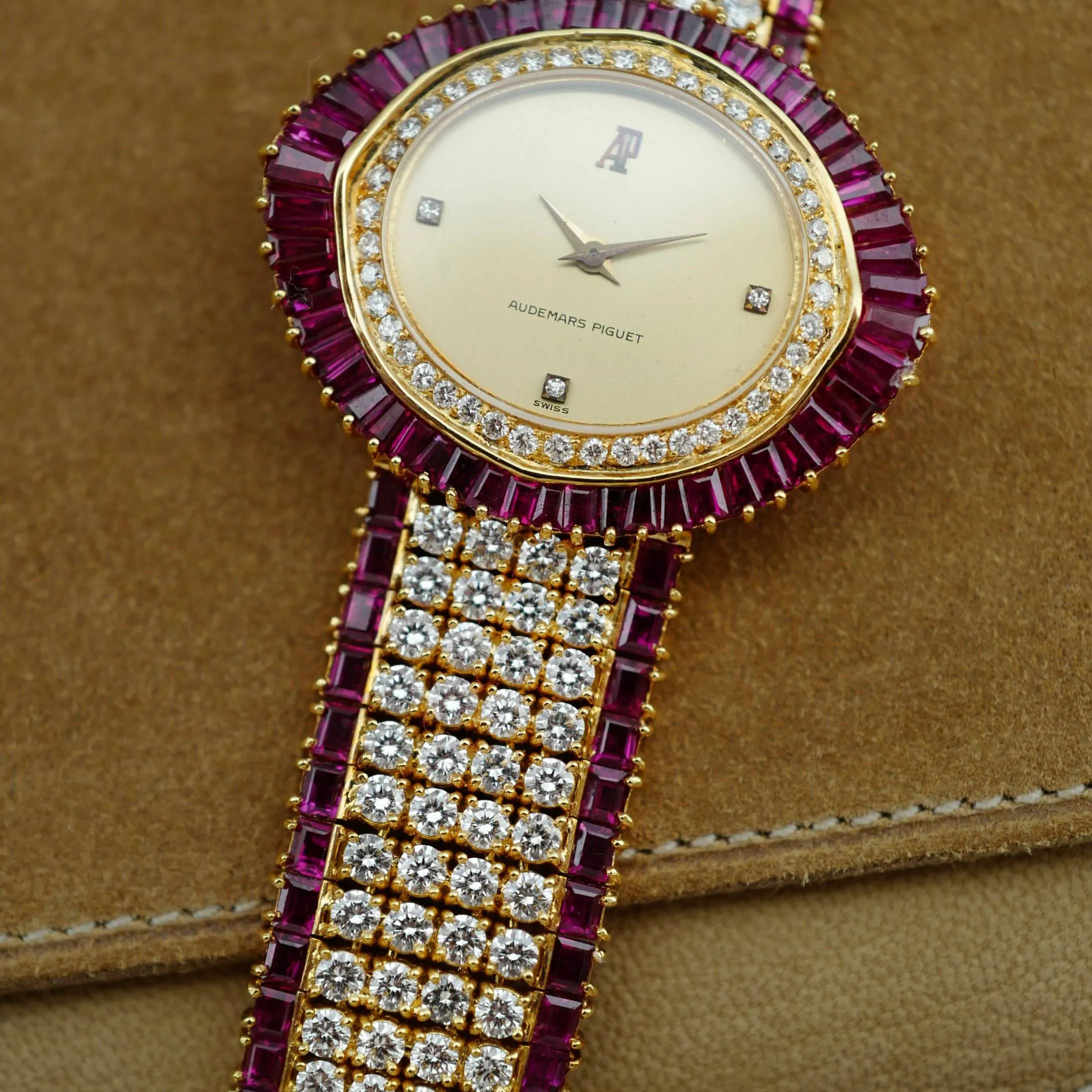 Audemars Piguet Yellow Gold Ruby & Diamond Watch (New Arrival)