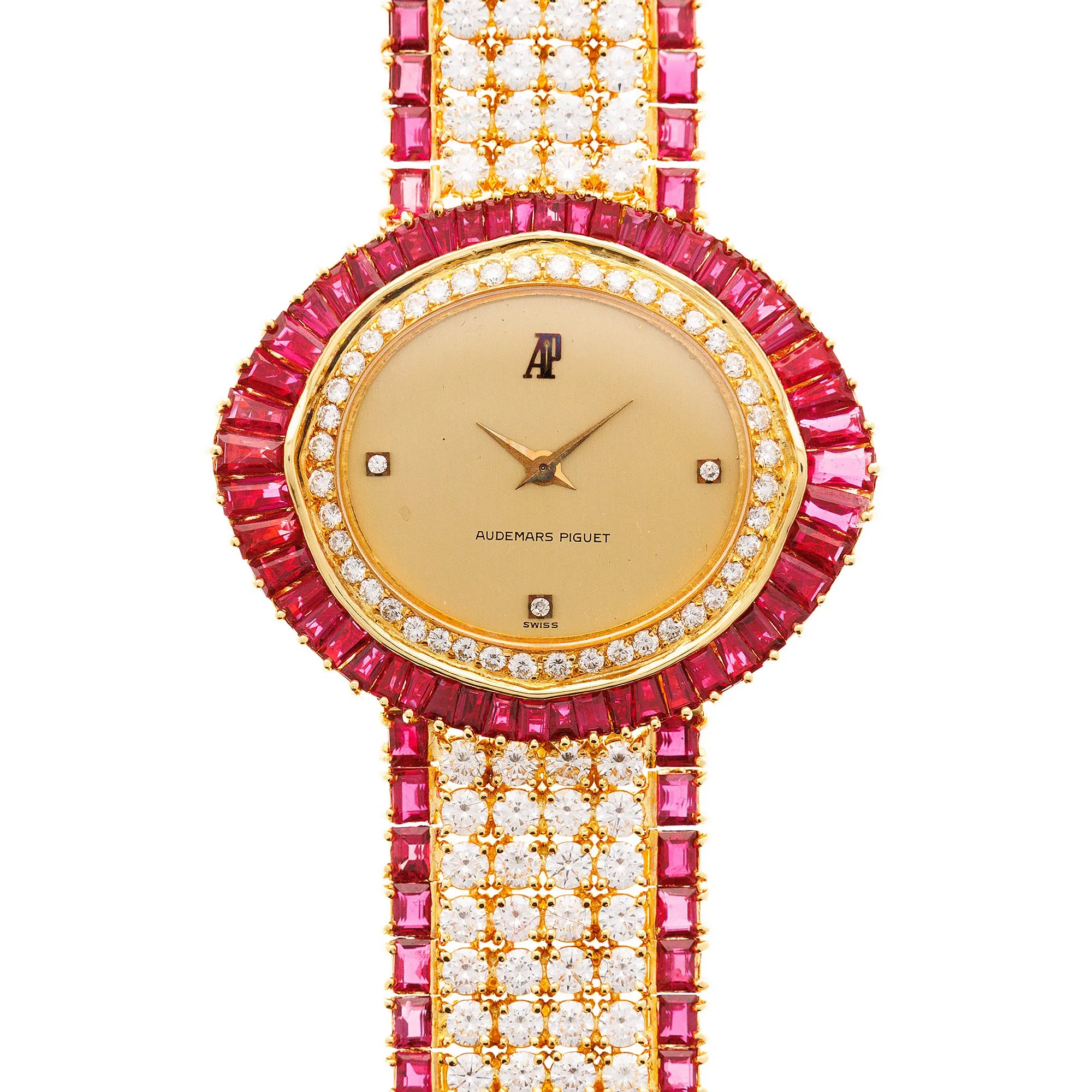 Audemars Piguet Yellow Gold Ruby & Diamond Watch (New Arrival)