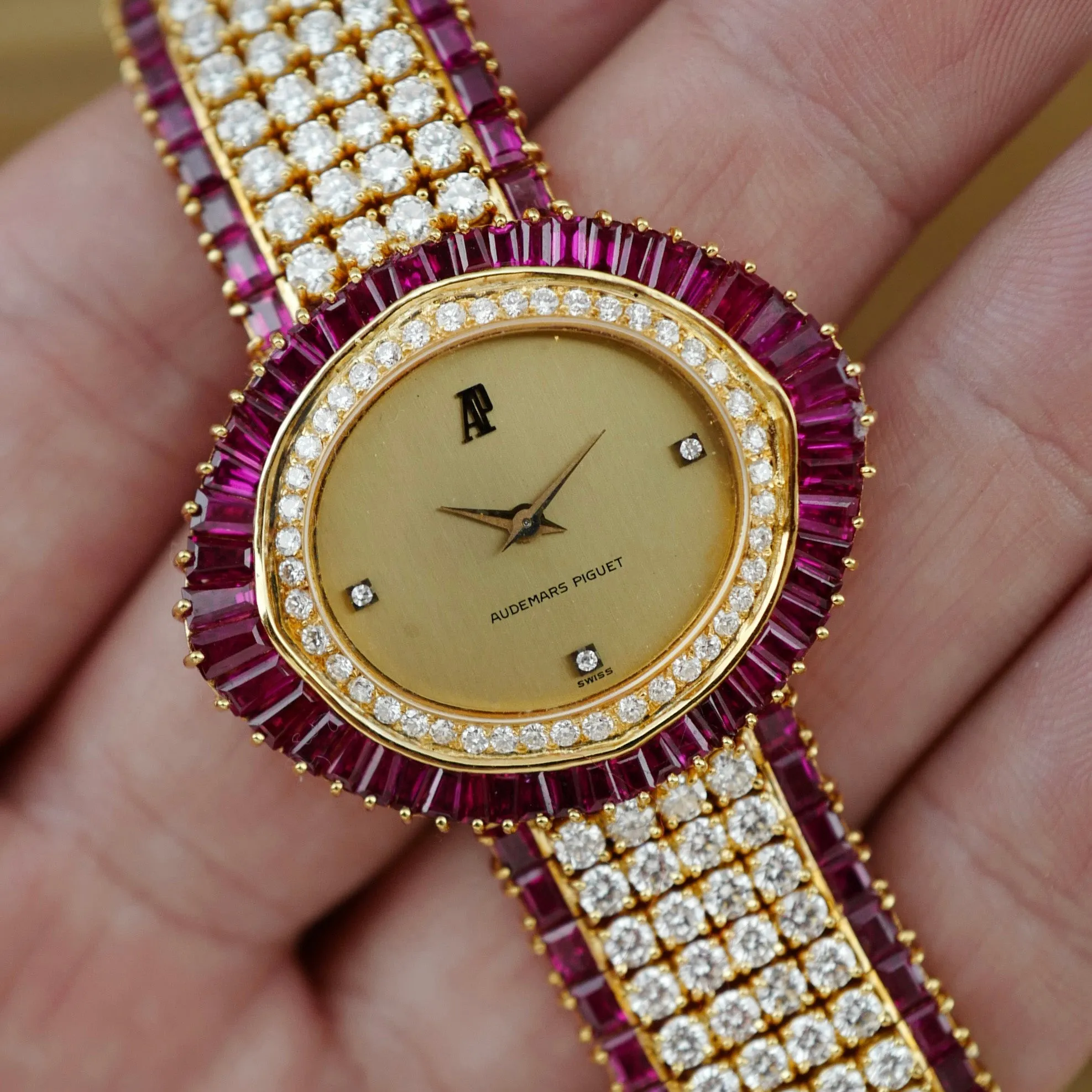 Audemars Piguet Yellow Gold Ruby & Diamond Watch (New Arrival)