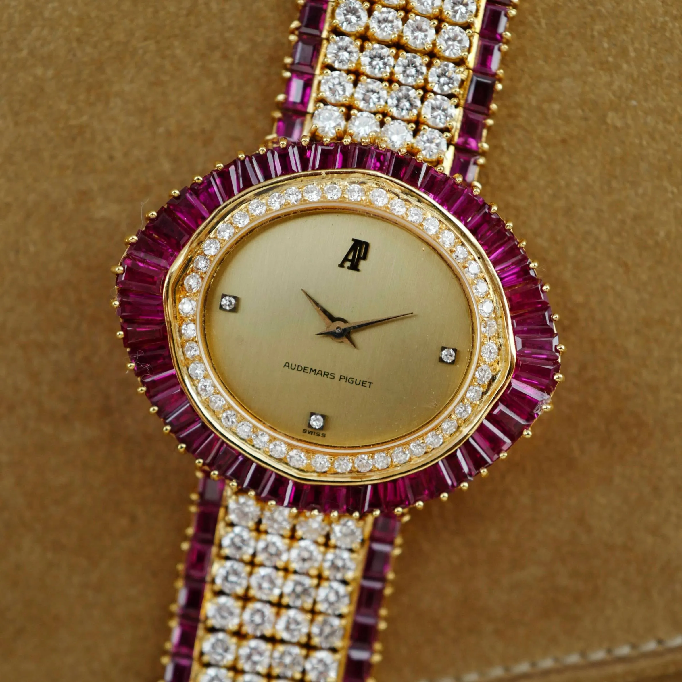 Audemars Piguet Yellow Gold Ruby & Diamond Watch (New Arrival)