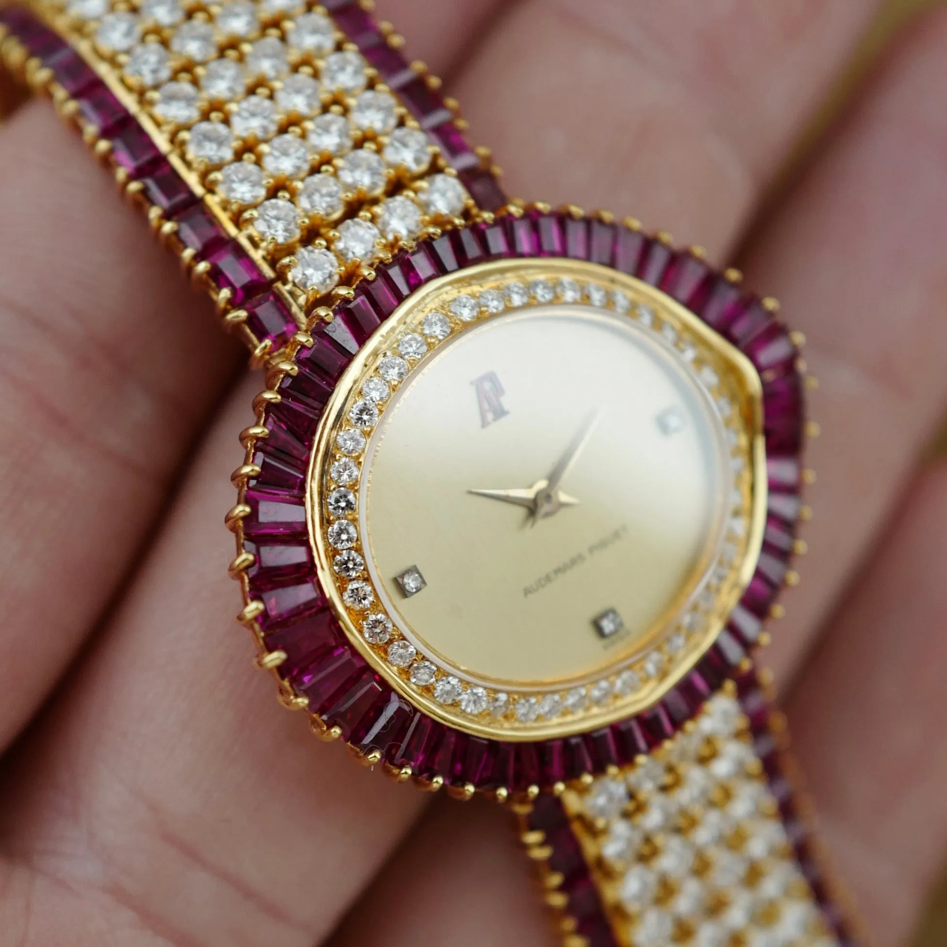 Audemars Piguet Yellow Gold Ruby & Diamond Watch (New Arrival)