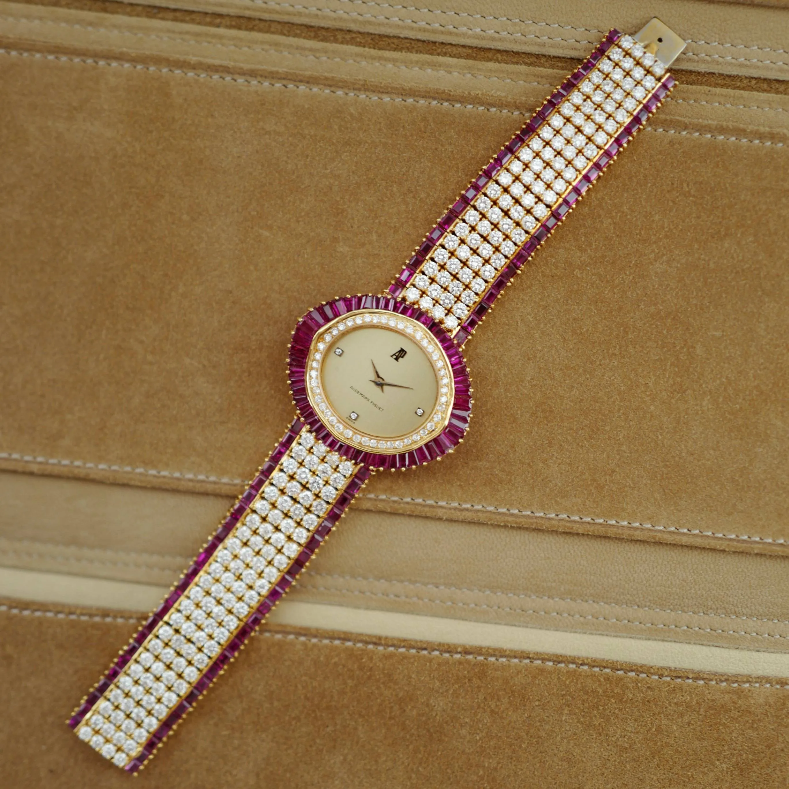 Audemars Piguet Yellow Gold Ruby & Diamond Watch (New Arrival)