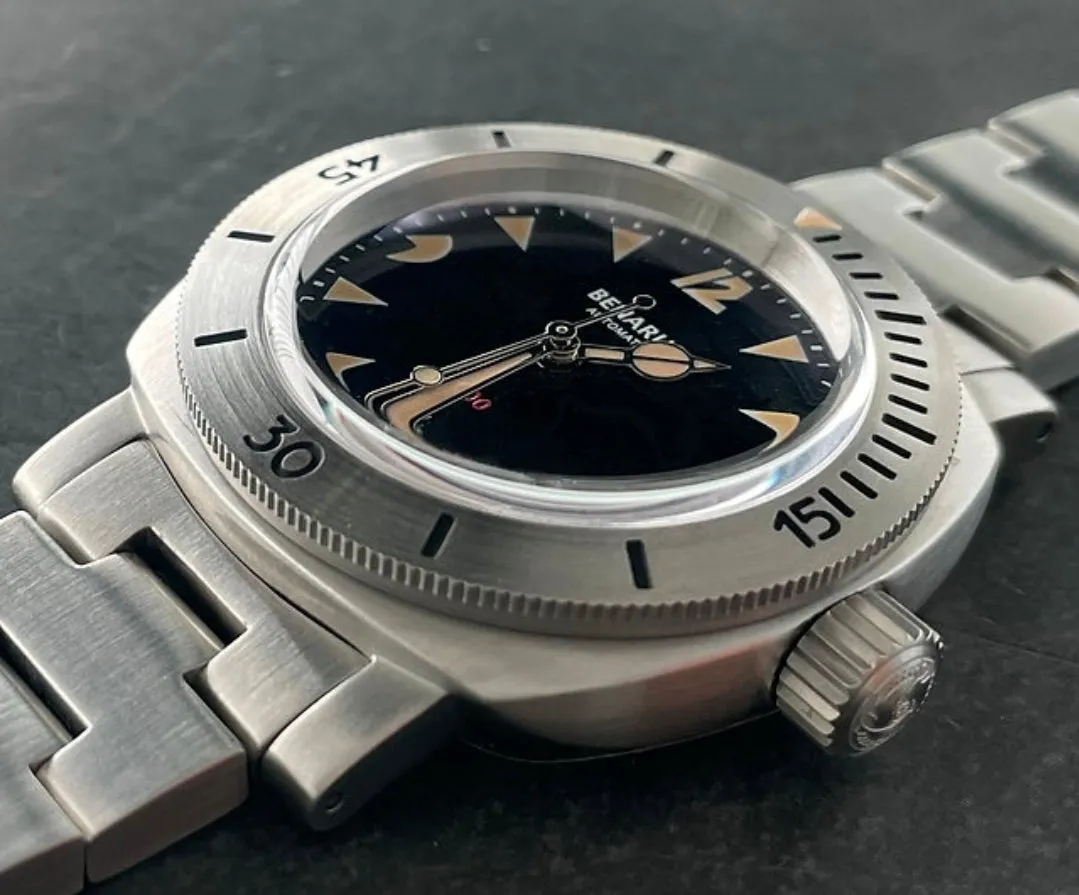 Benarus Moray Watch 38 steel black Pacman dial vintage lume no date