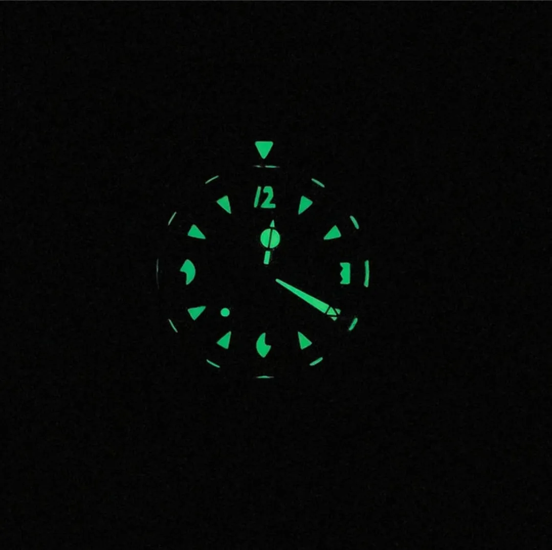 Benarus Moray Watch 38 steel black Pacman dial vintage lume no date